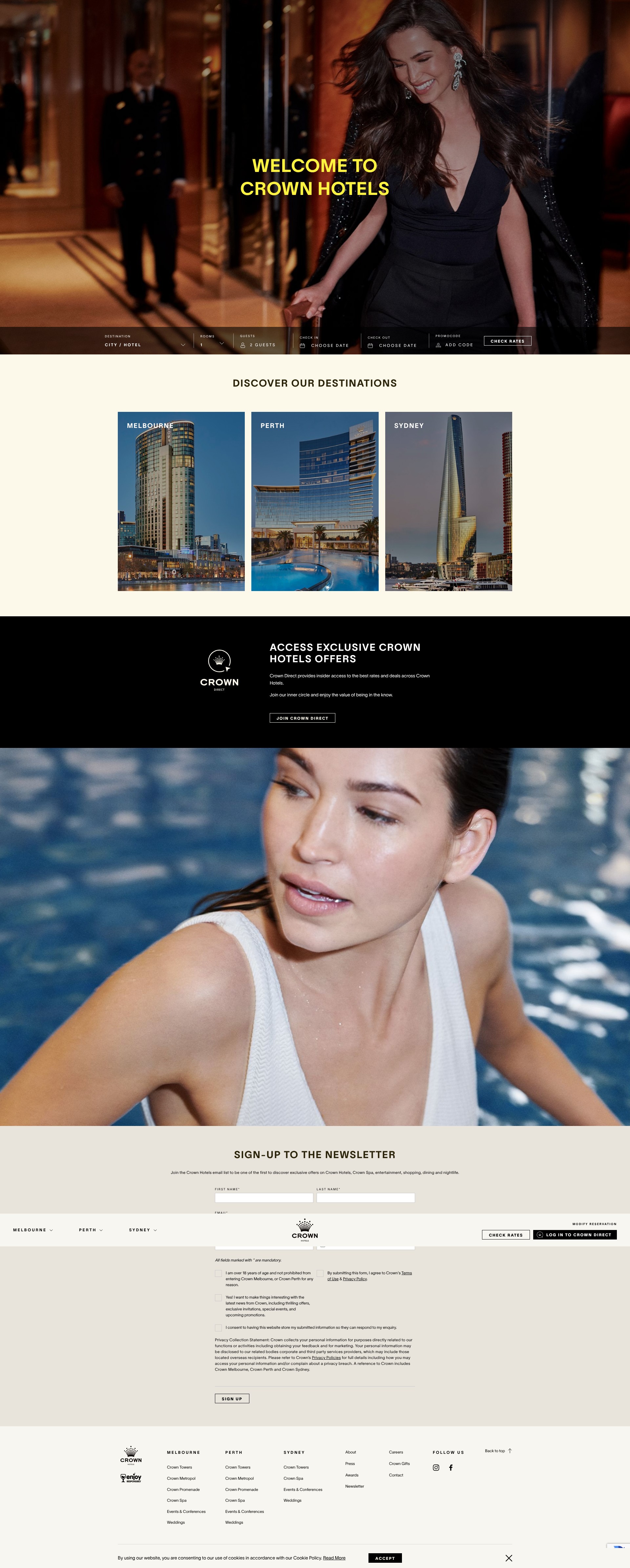 Screenshot of www.crownhotels.com.au
