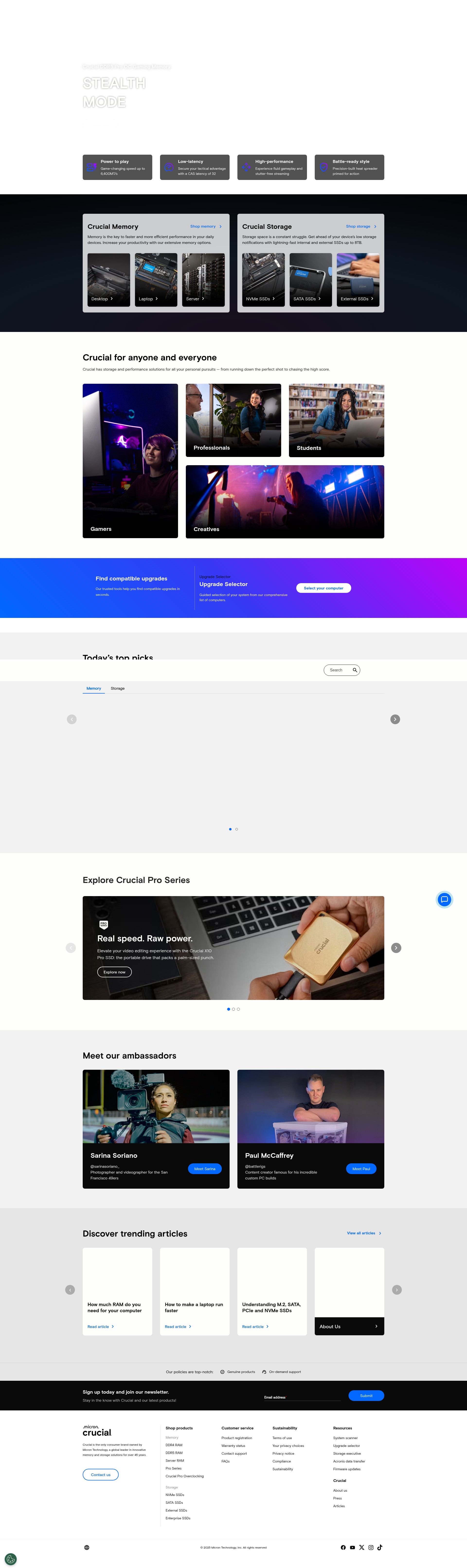 Screenshot of www.crucial.com