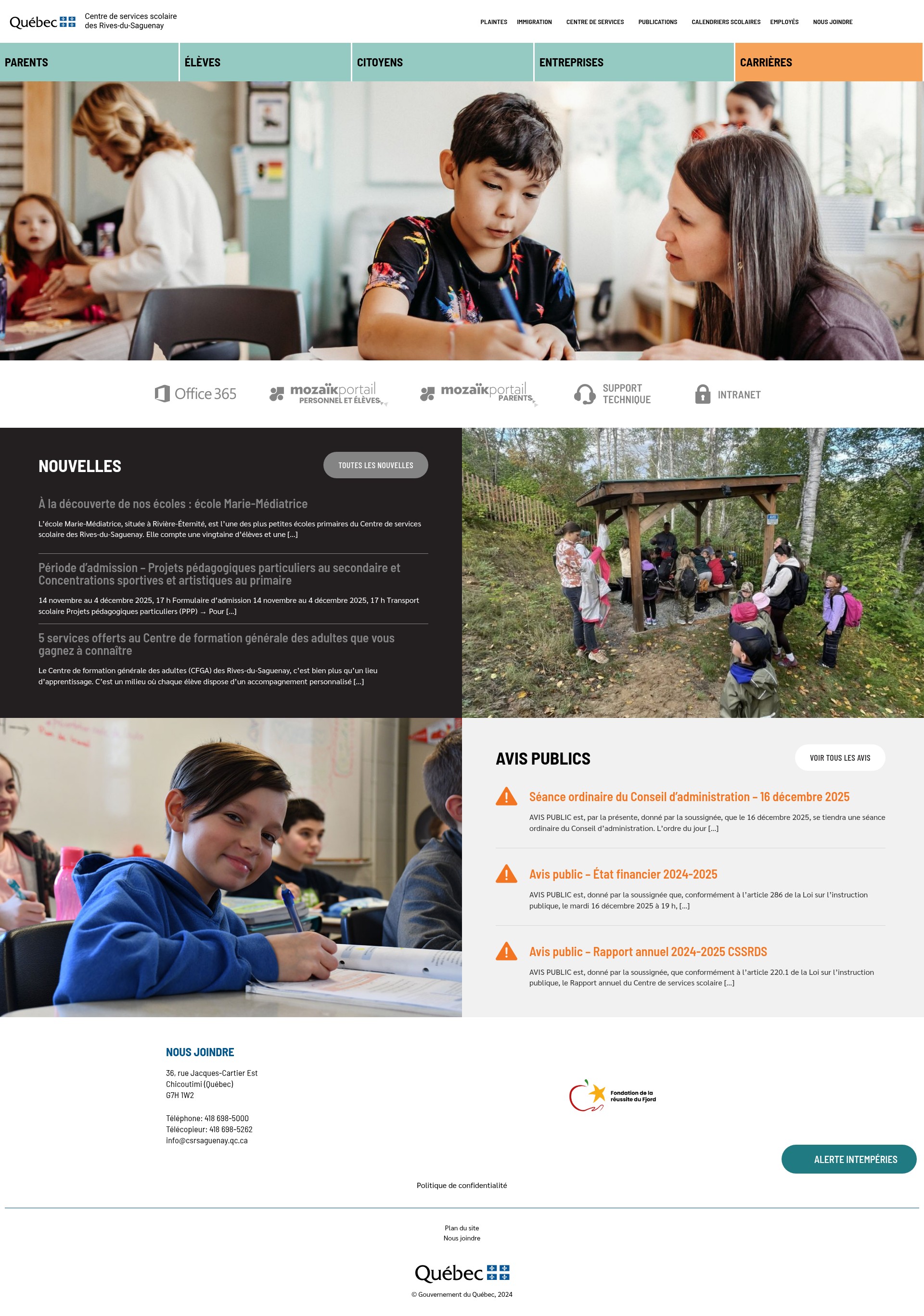 Screenshot of www.csrsaguenay.qc.ca
