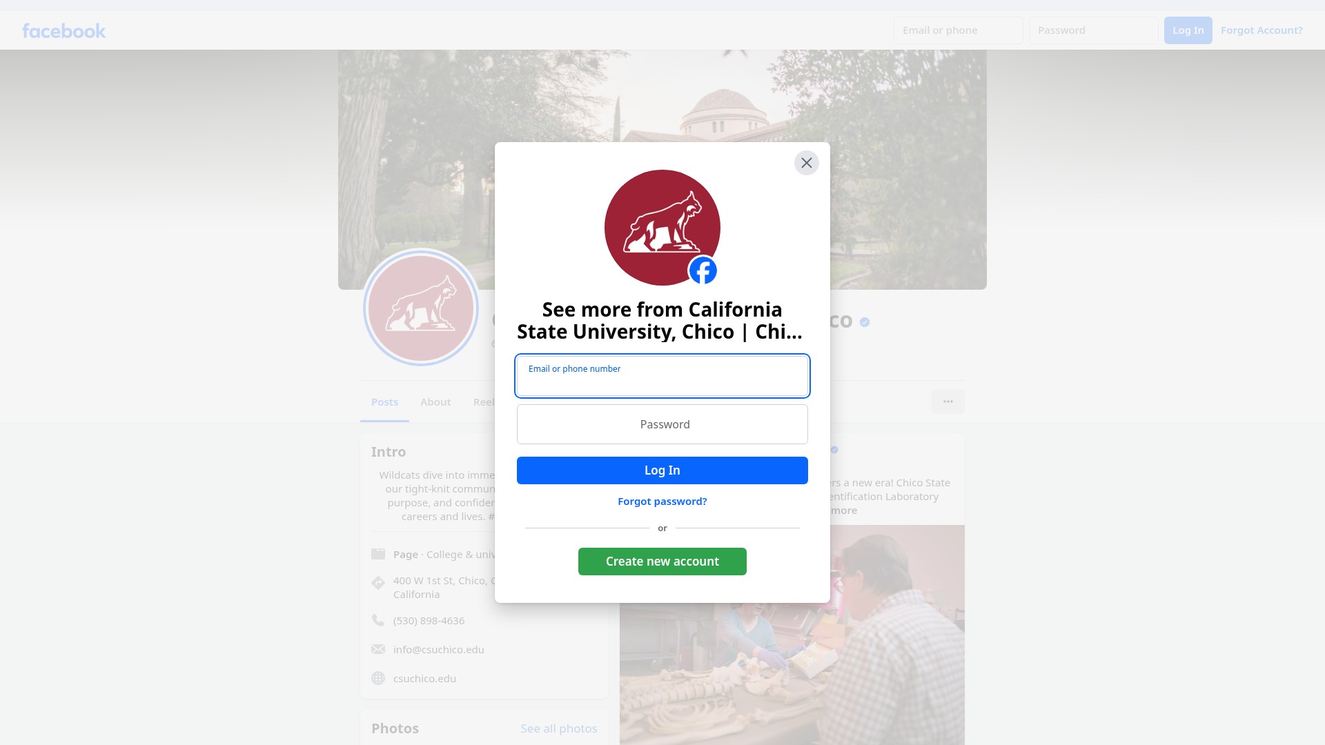 Screenshot of www.csuchico.edu