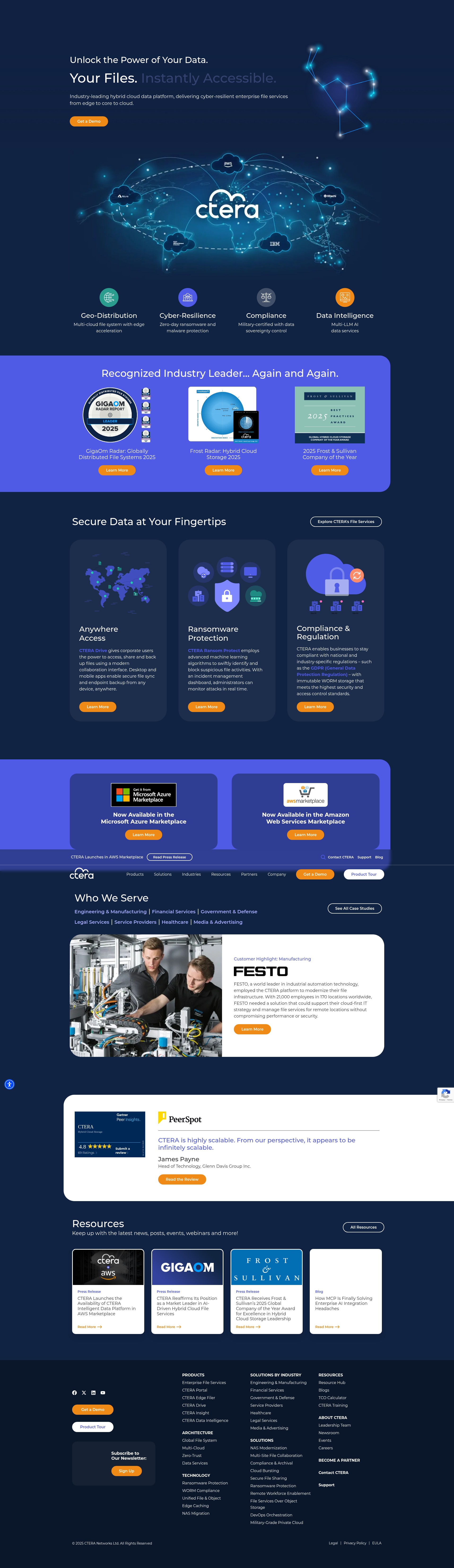 Screenshot of www.ctera.com