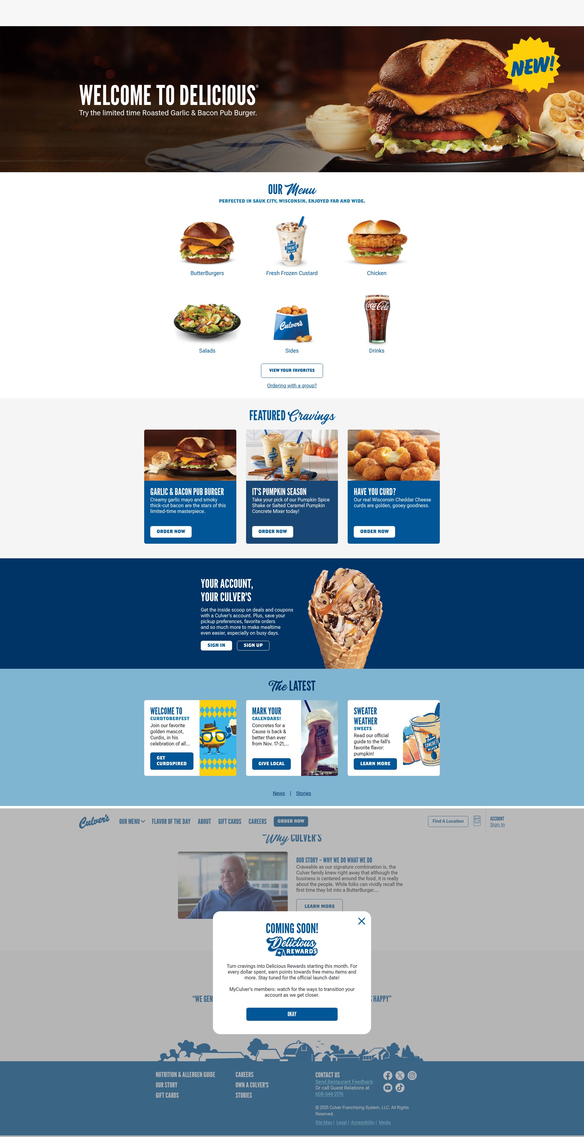 Screenshot of www.culvers.com