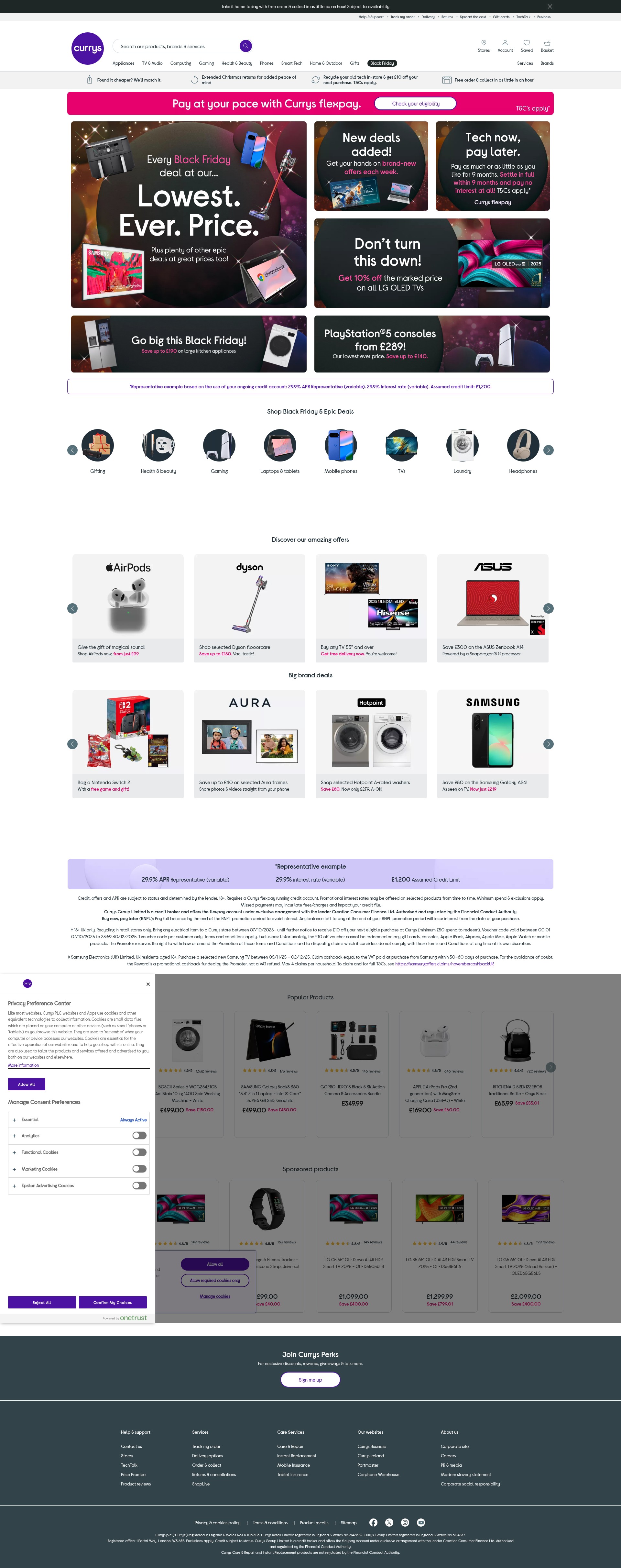 Screenshot of www.currys.co.uk