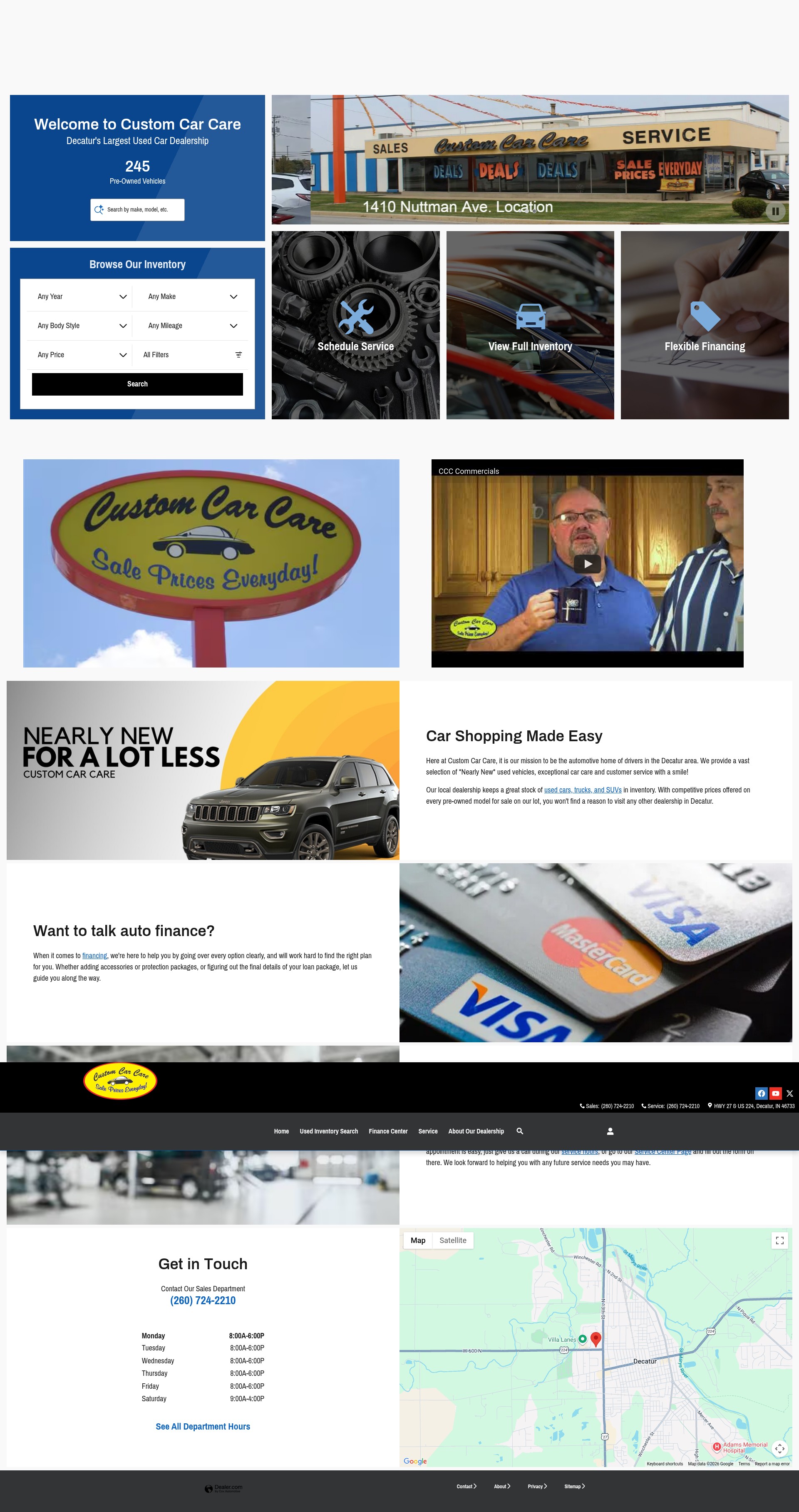 Screenshot of www.customcarcaredecatur.com