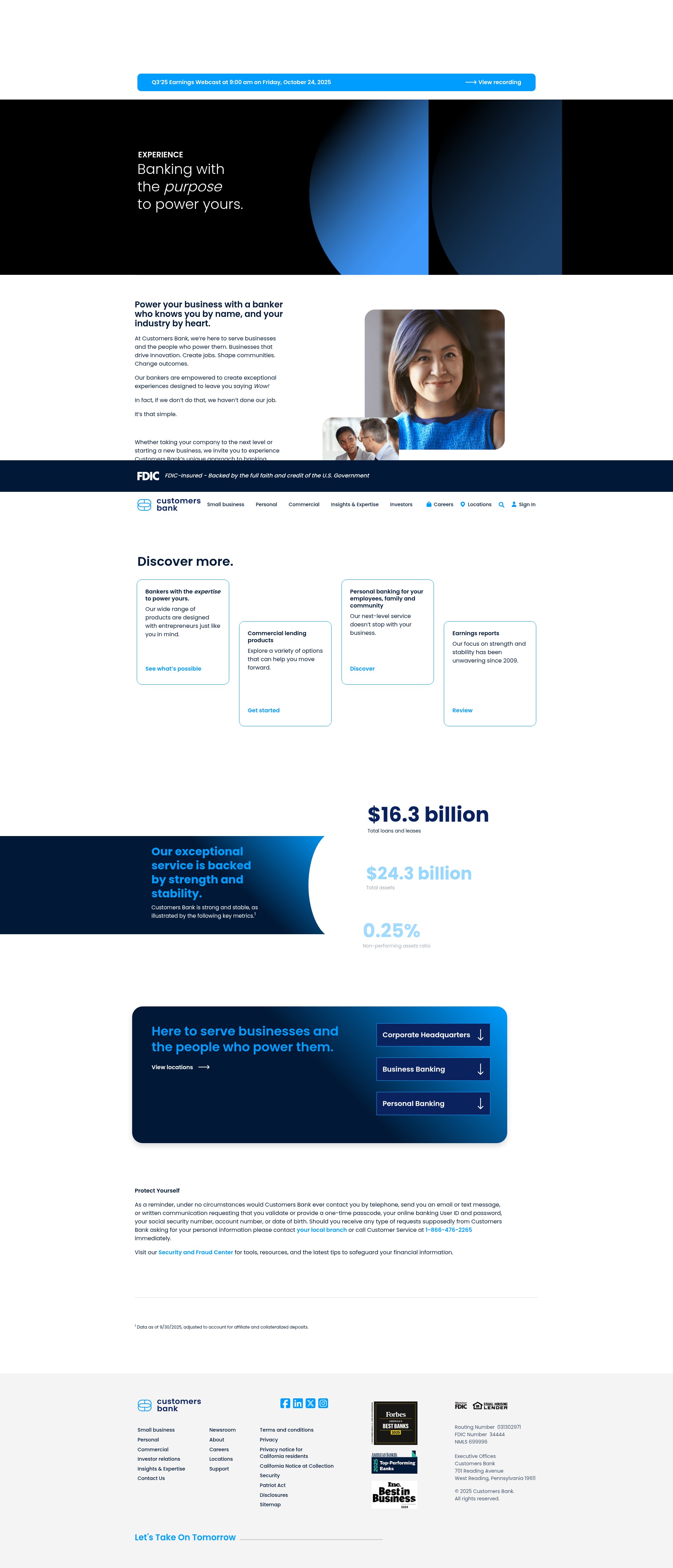 Screenshot of www.customersbank.com