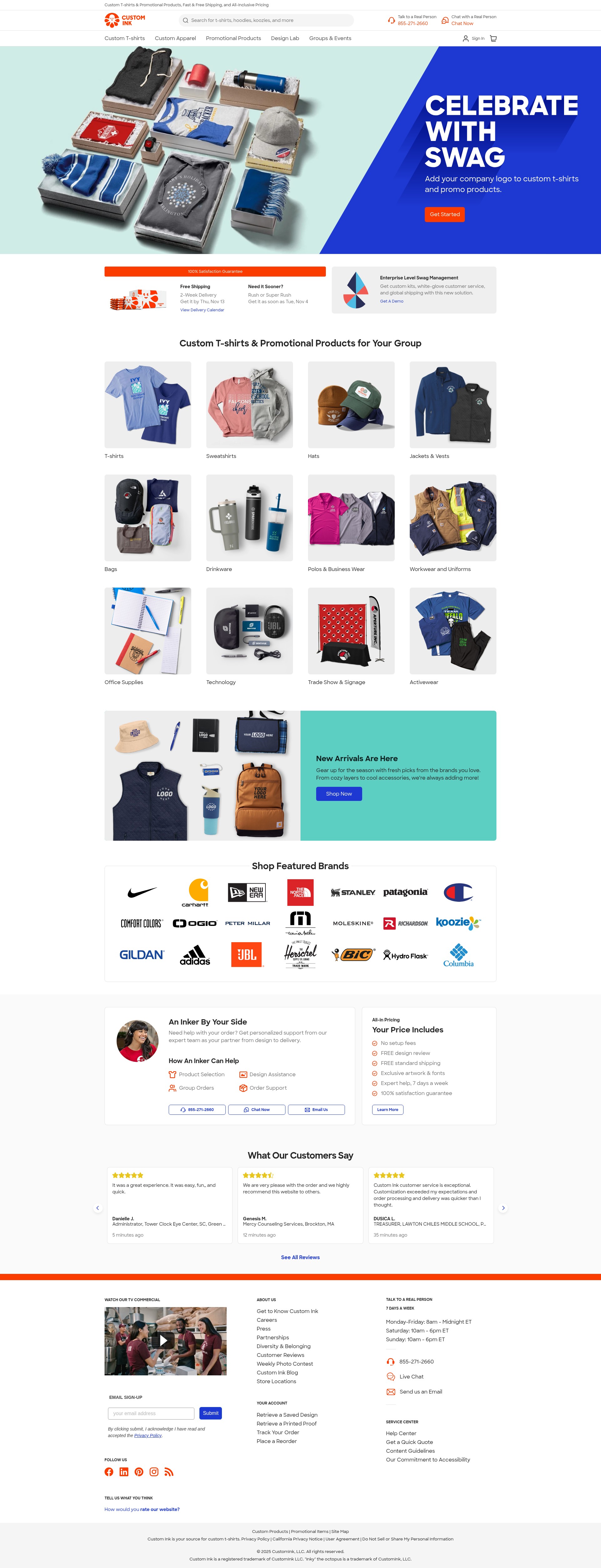Screenshot of www.customink.com