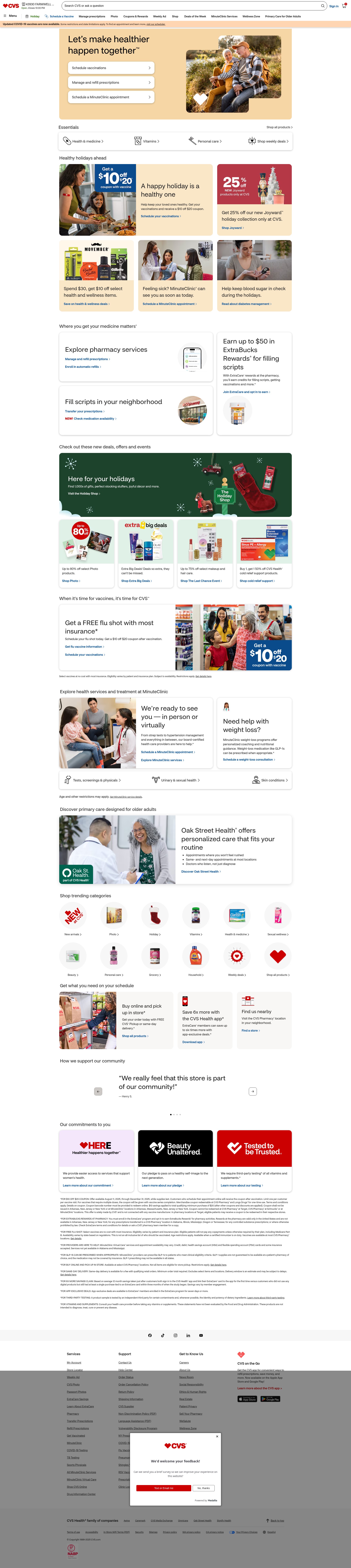 Screenshot of www.cvs.com