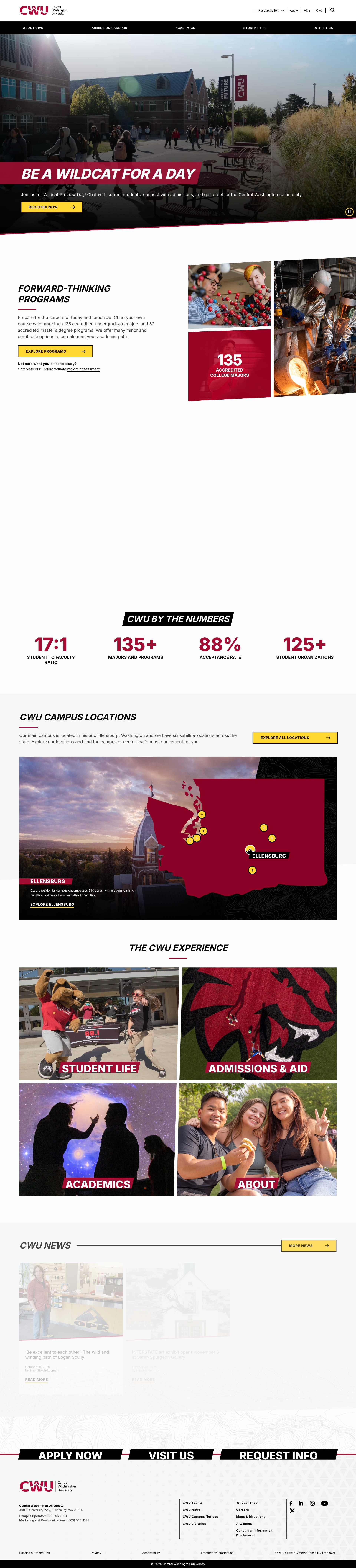 Screenshot of www.cwu.edu