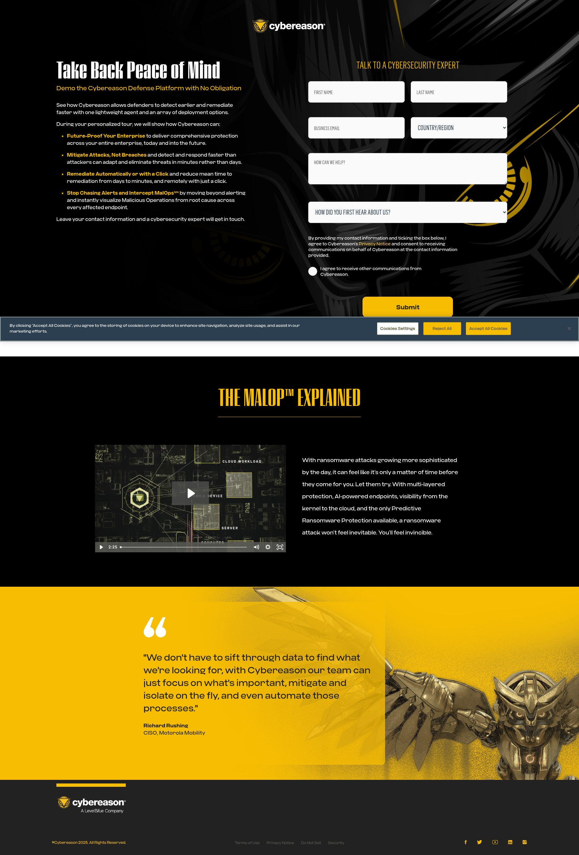 Screenshot of www.cybereason.com