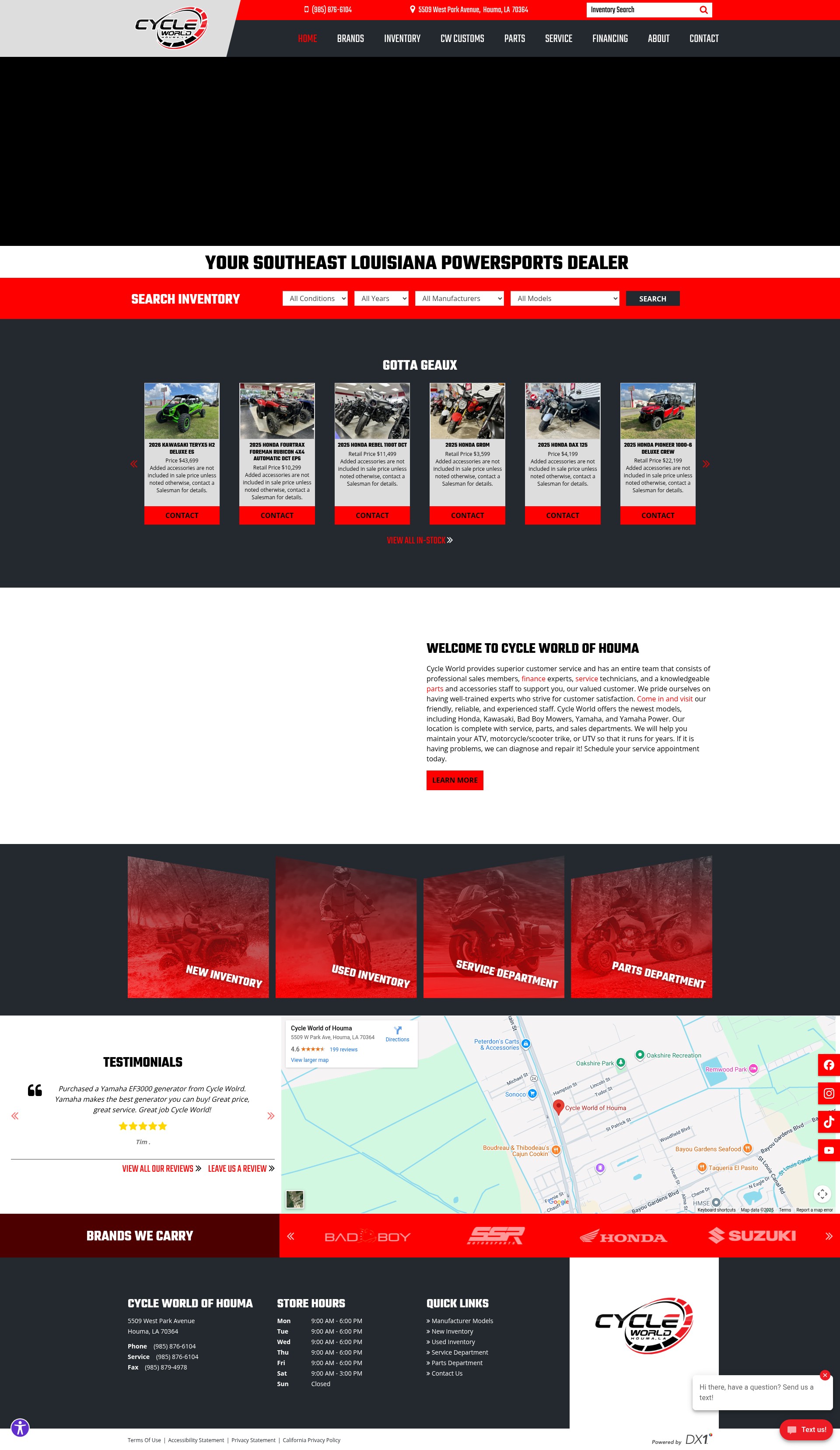 Screenshot of www.cycleworldofhouma.com