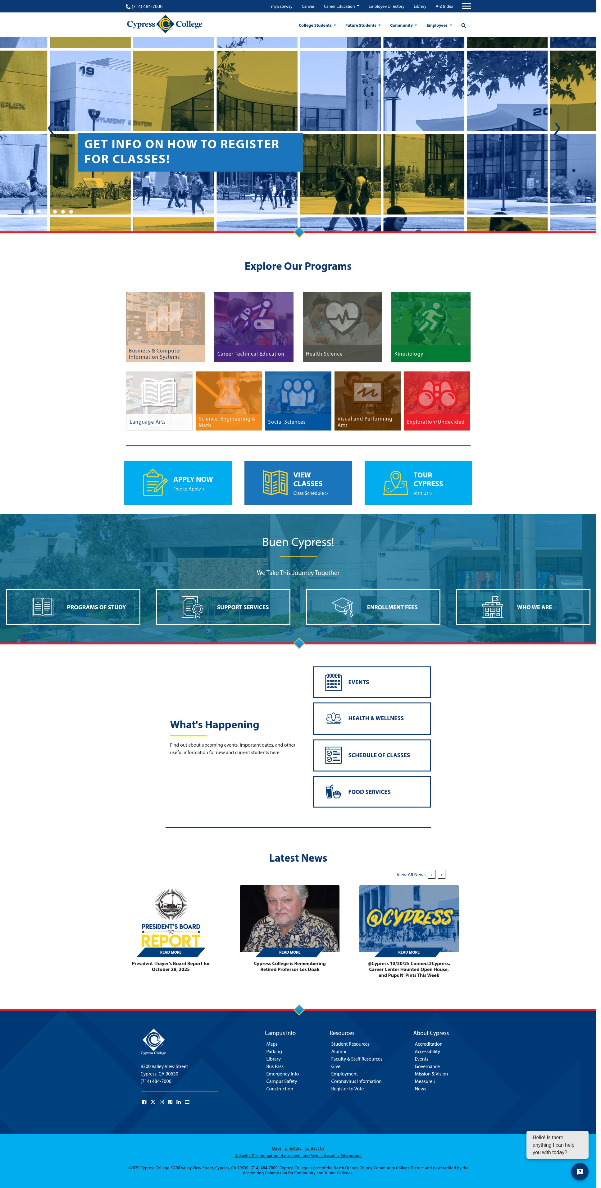 Screenshot of www.cypresscollege.edu