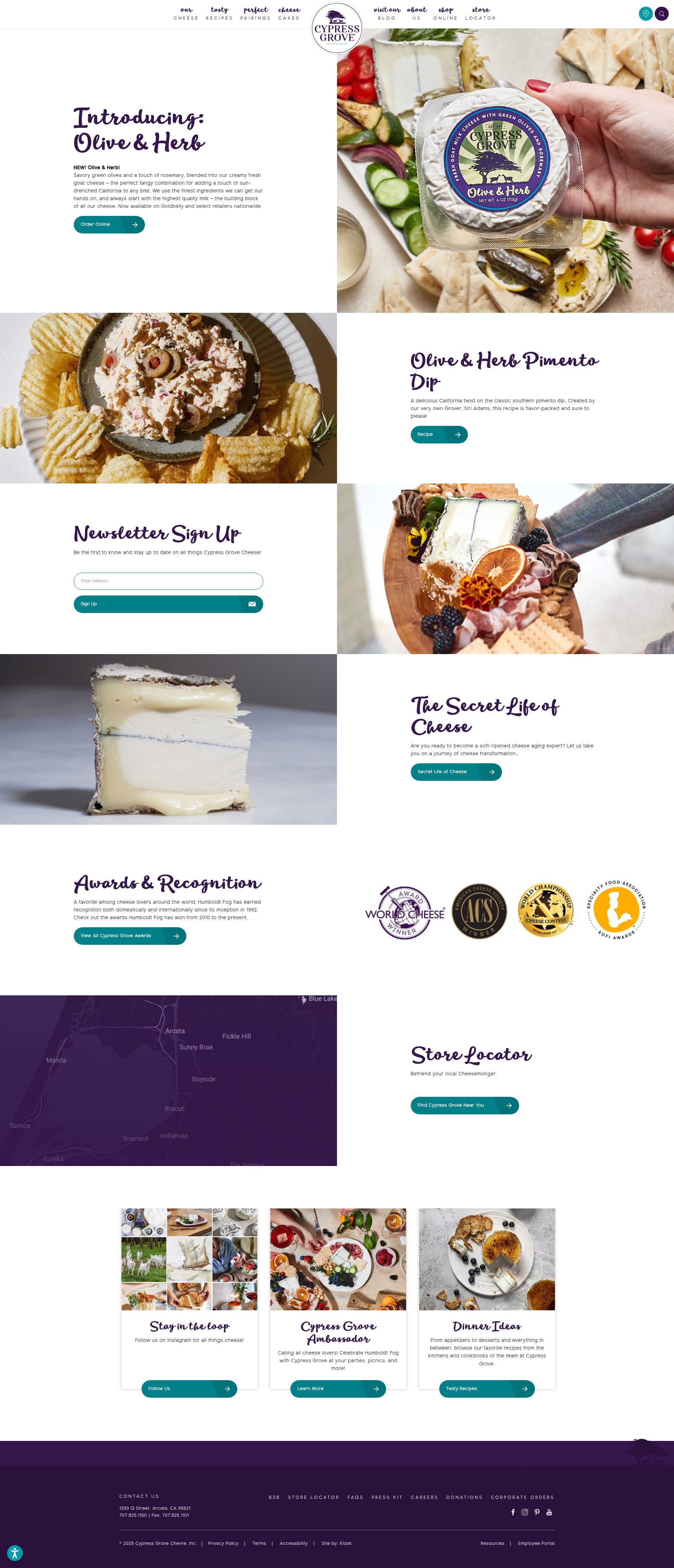 Screenshot of www.cypressgrovecheese.com