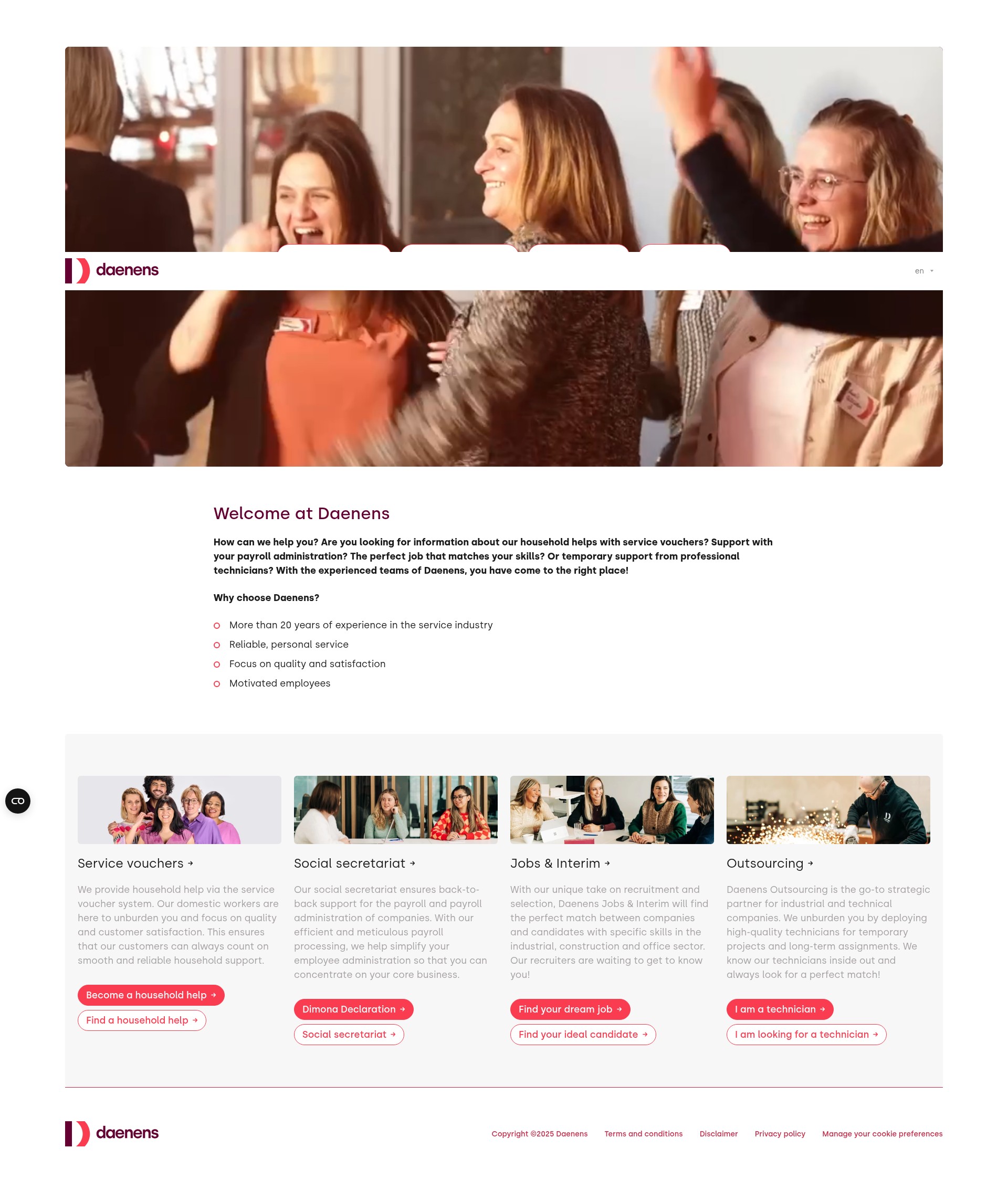 Screenshot of www.daenens.be