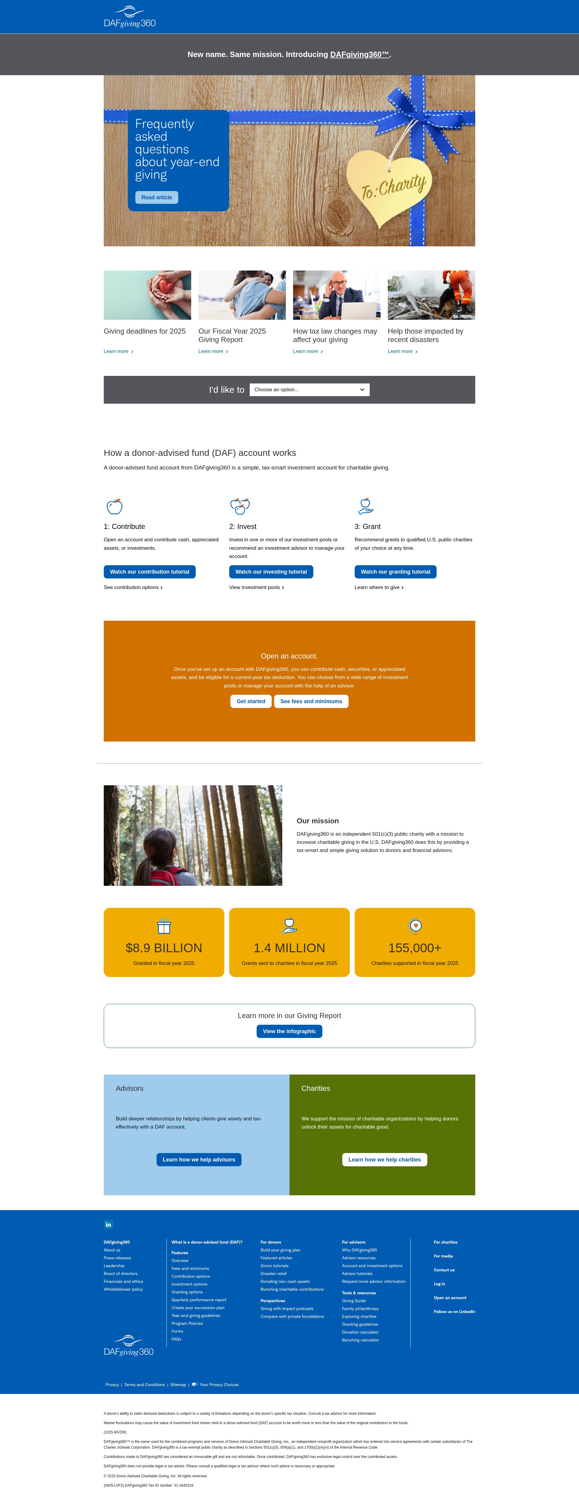Screenshot of www.dafgiving360.org