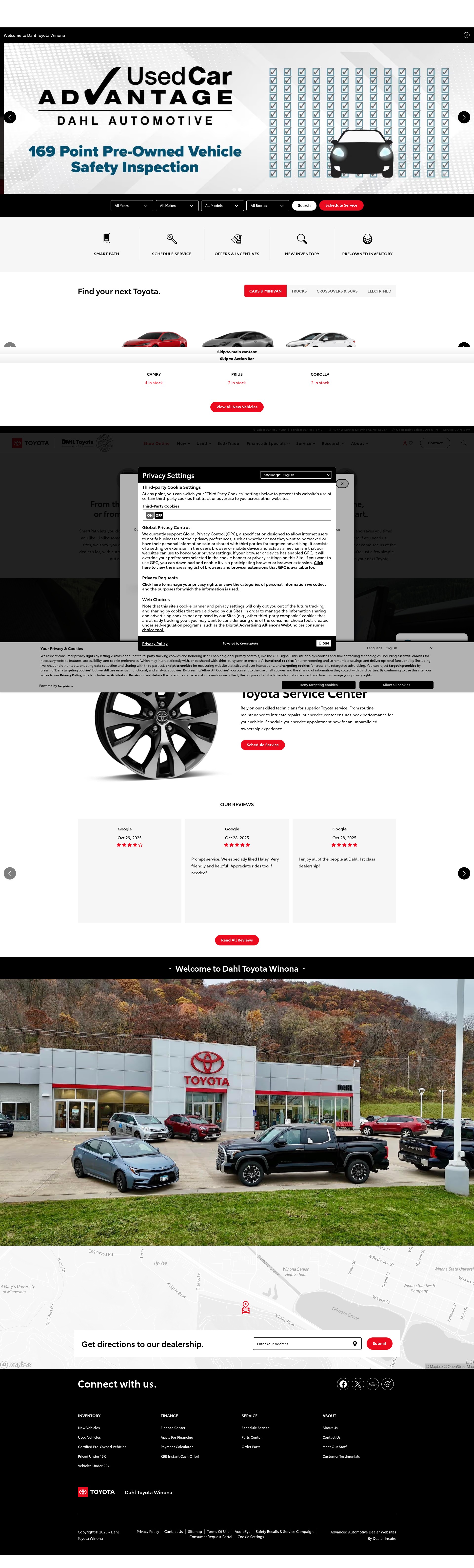 Screenshot of www.dahltoyota.com