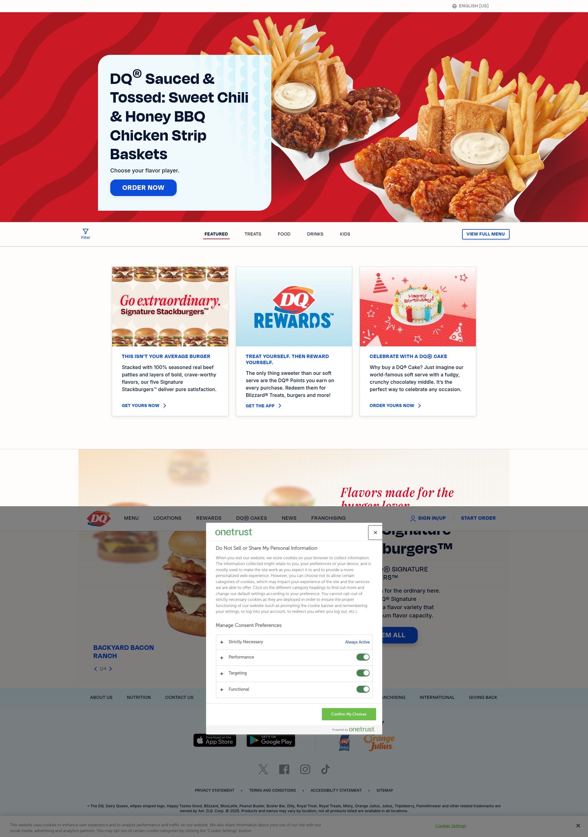 Screenshot of www.dairyqueen.com