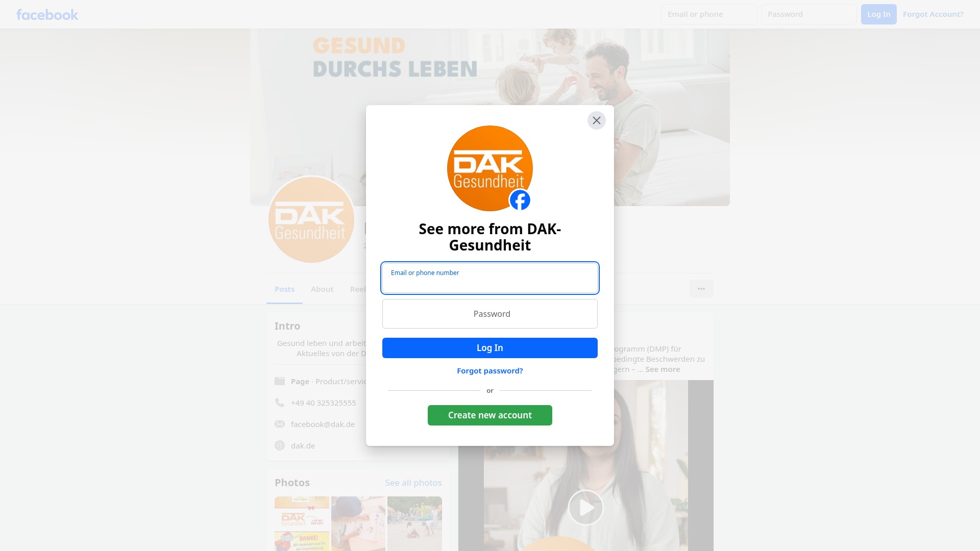 Screenshot of www.dak.de