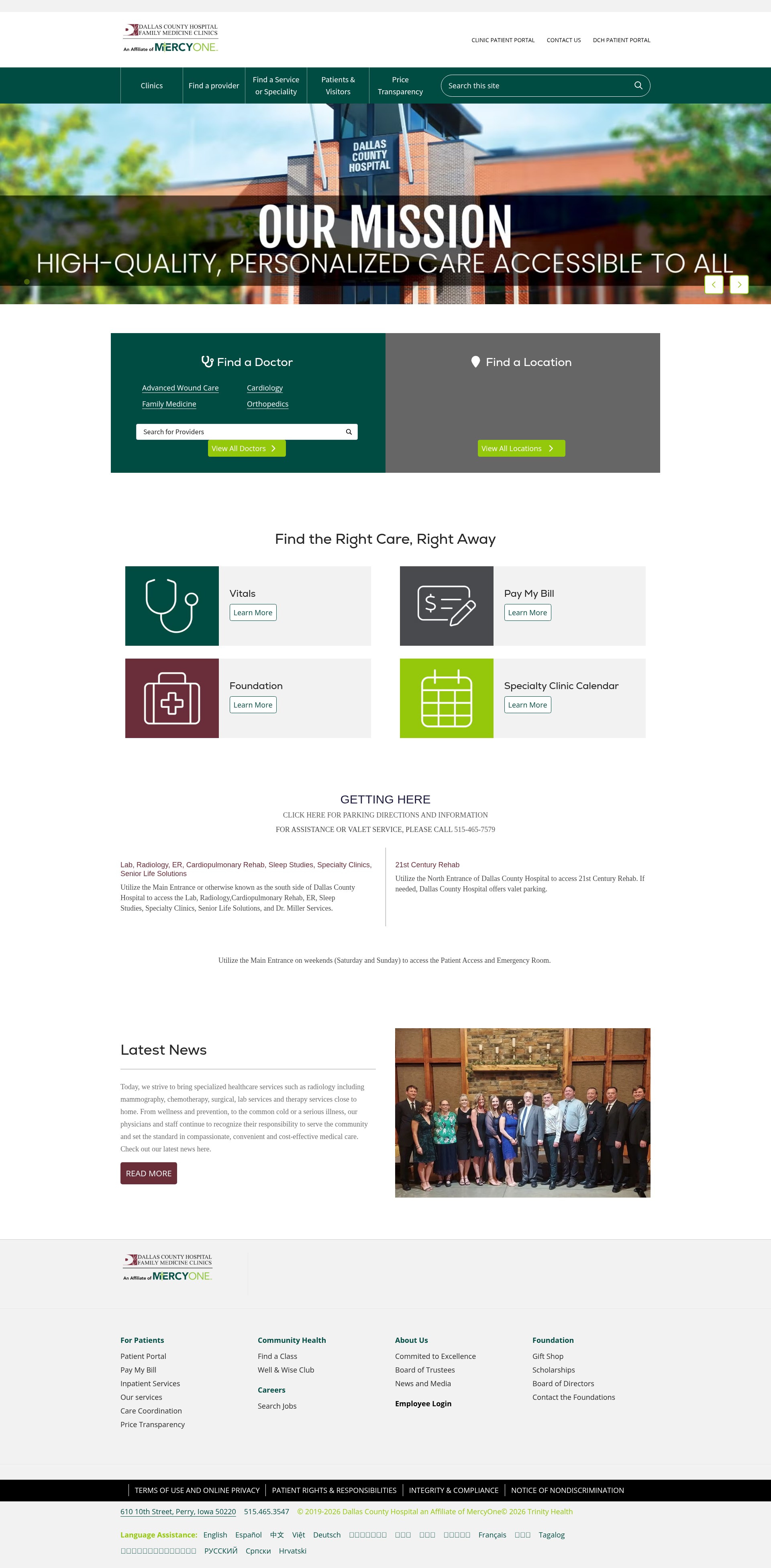 Screenshot of www.dallascohospital.org