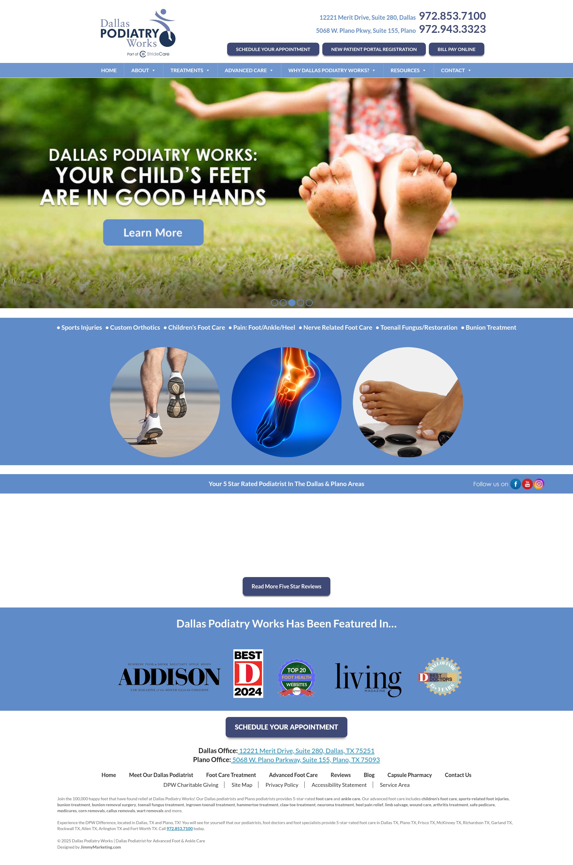 Screenshot of www.dallaspodiatryworks.com