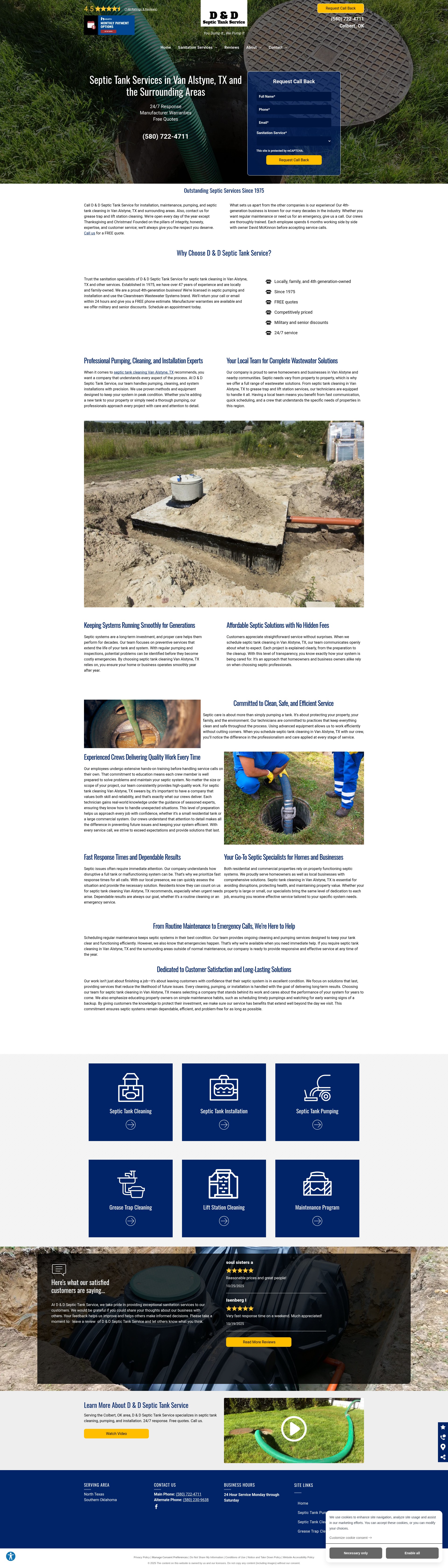 Screenshot of www.danddseptictankcleaning.com