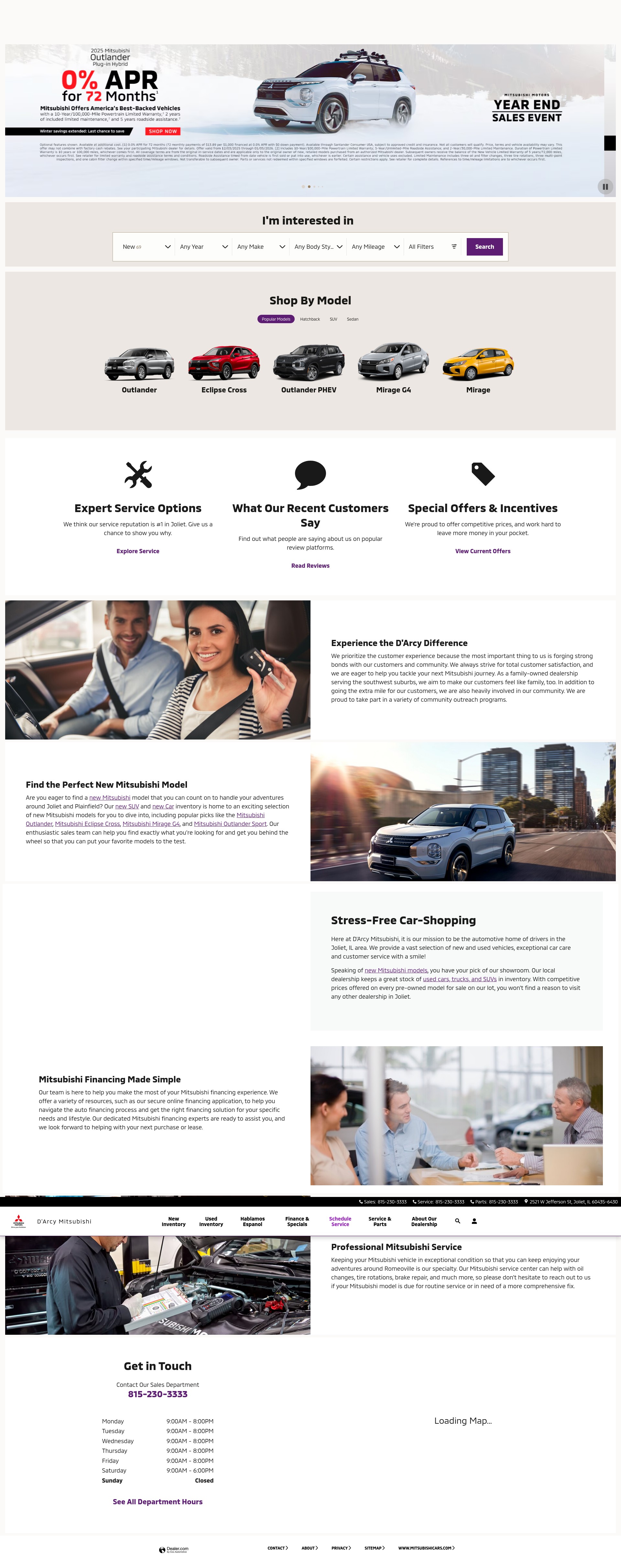 Screenshot of www.darcymitsubishi.com