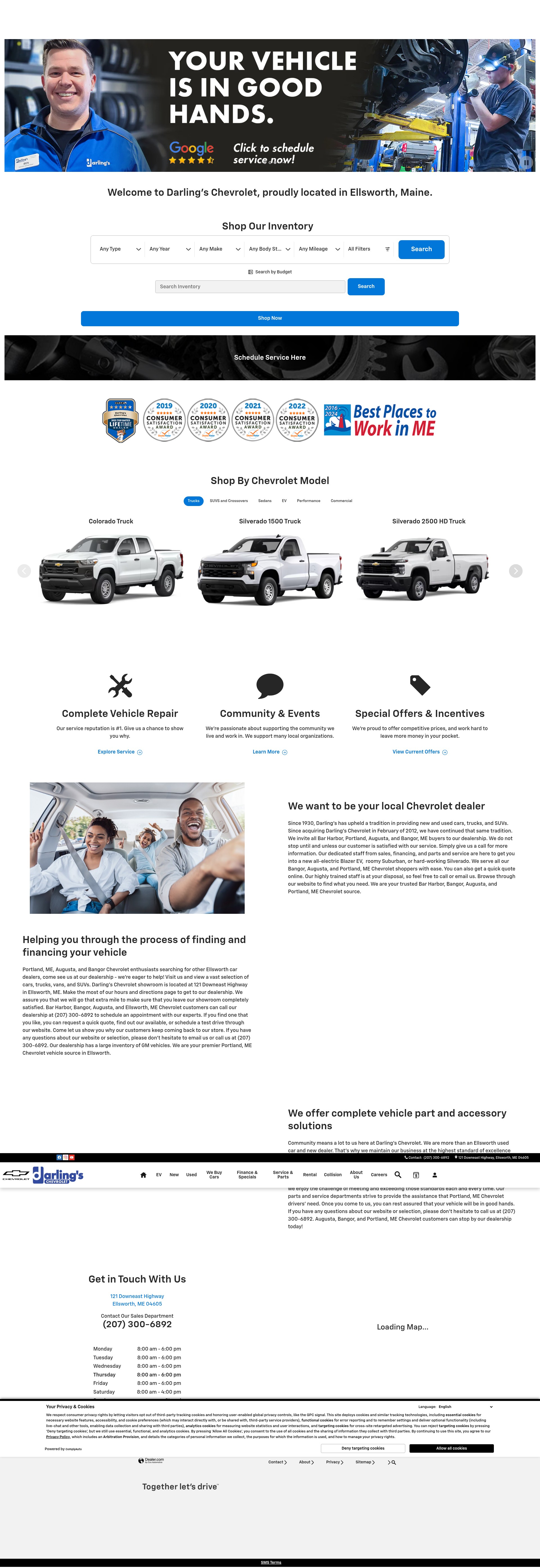 Screenshot of www.darlingschevy.com