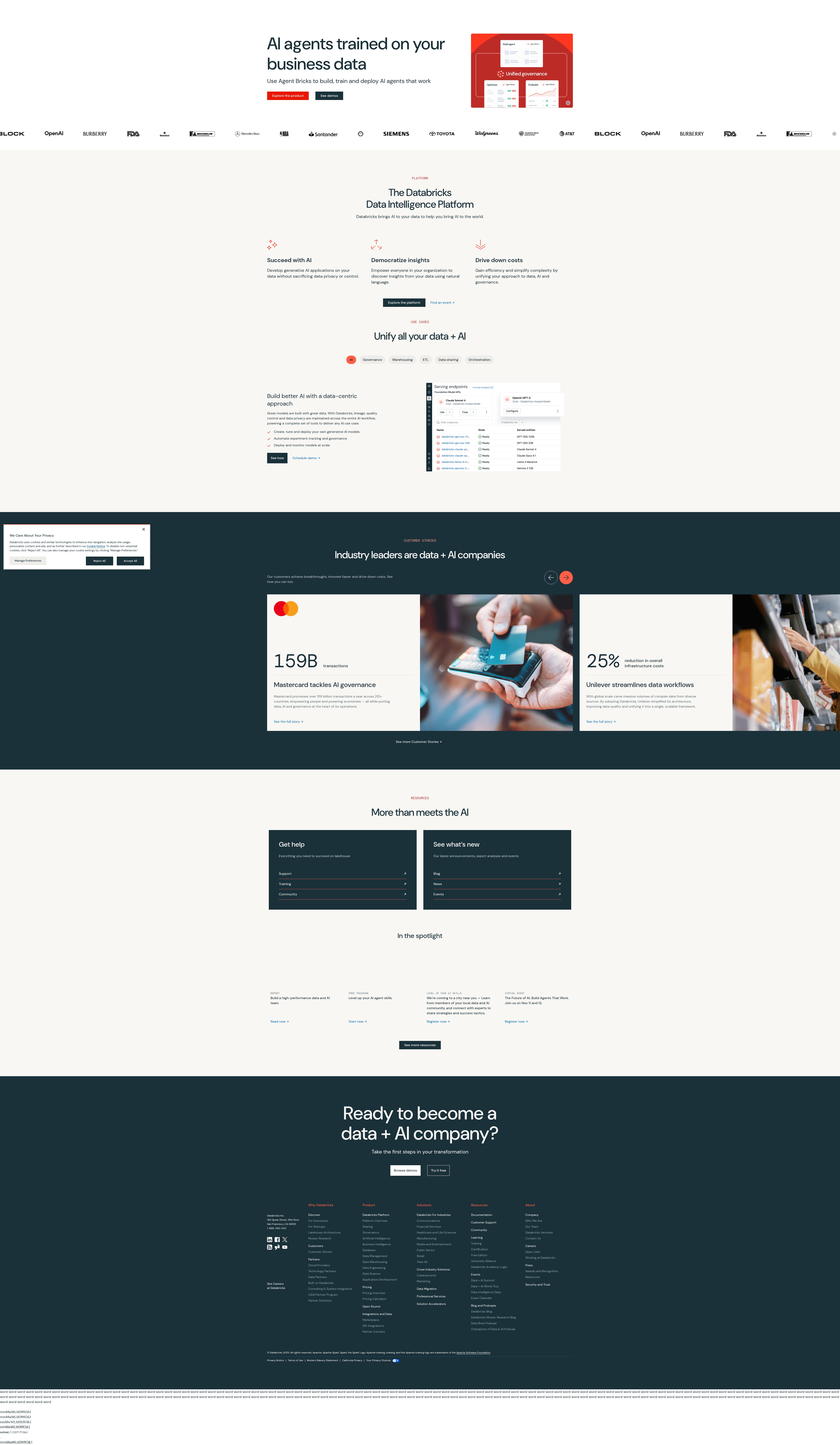 Screenshot of www.databricks.com
