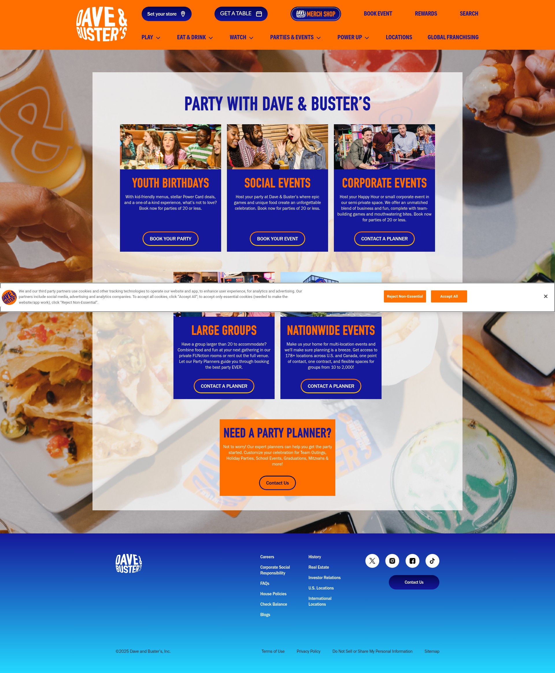 Screenshot of www.daveandbusters.com