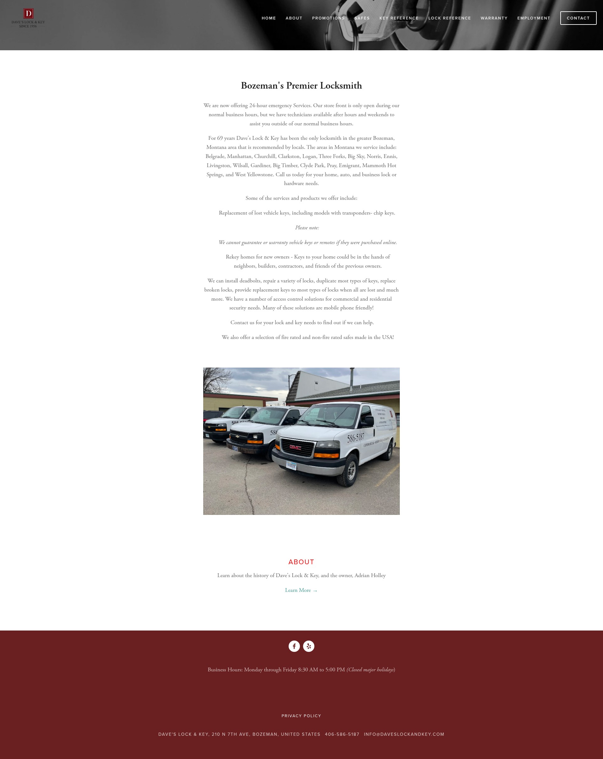 Screenshot of www.daveslockandkey.com