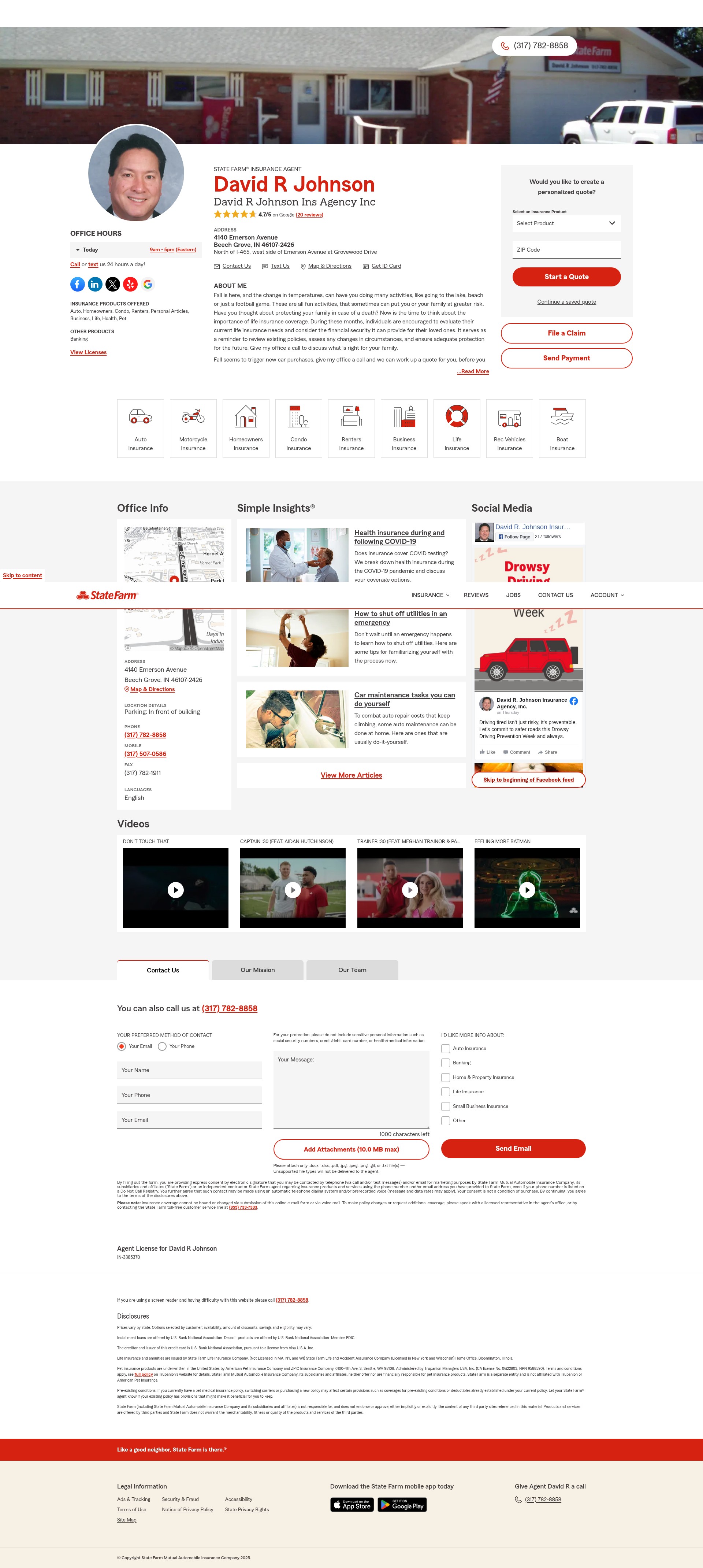 Screenshot of www.davidrjohnsoninsurance.com