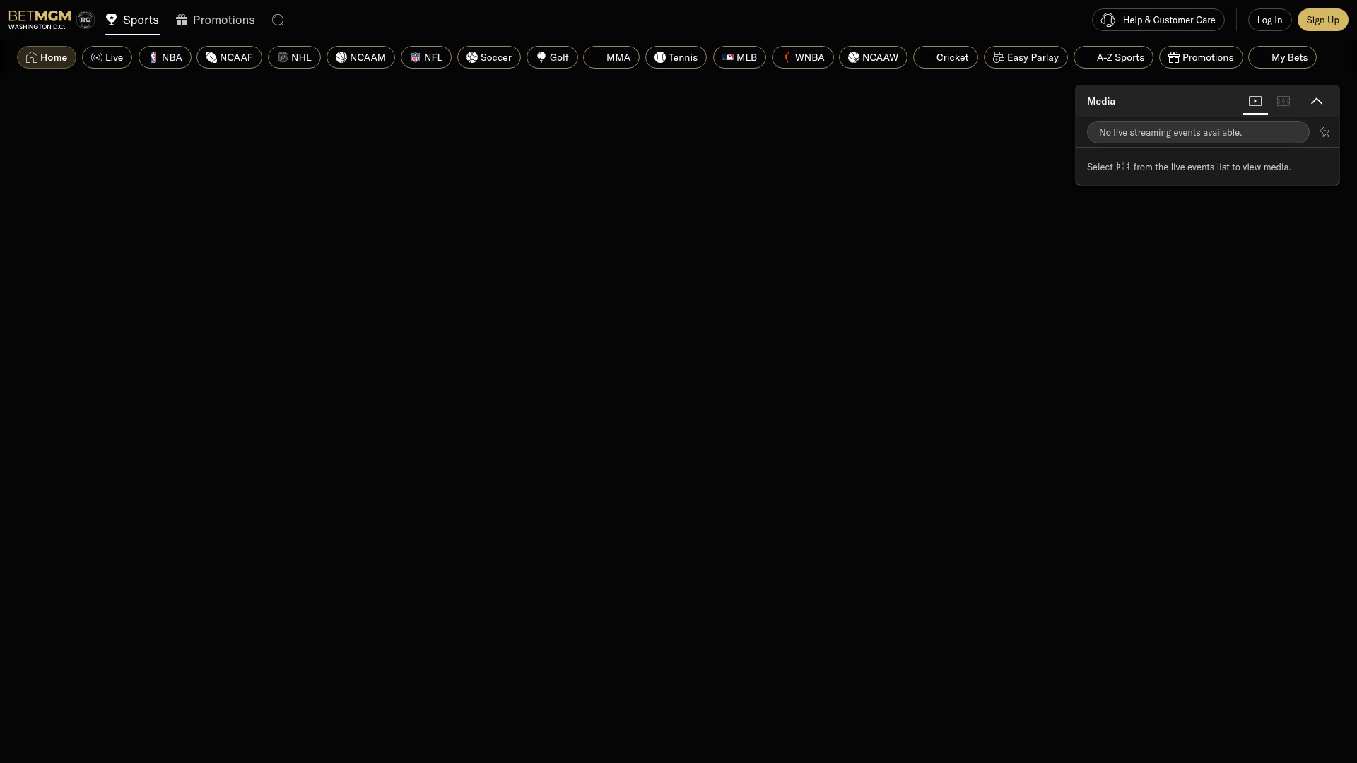 Screenshot of www.dc.betmgm.com