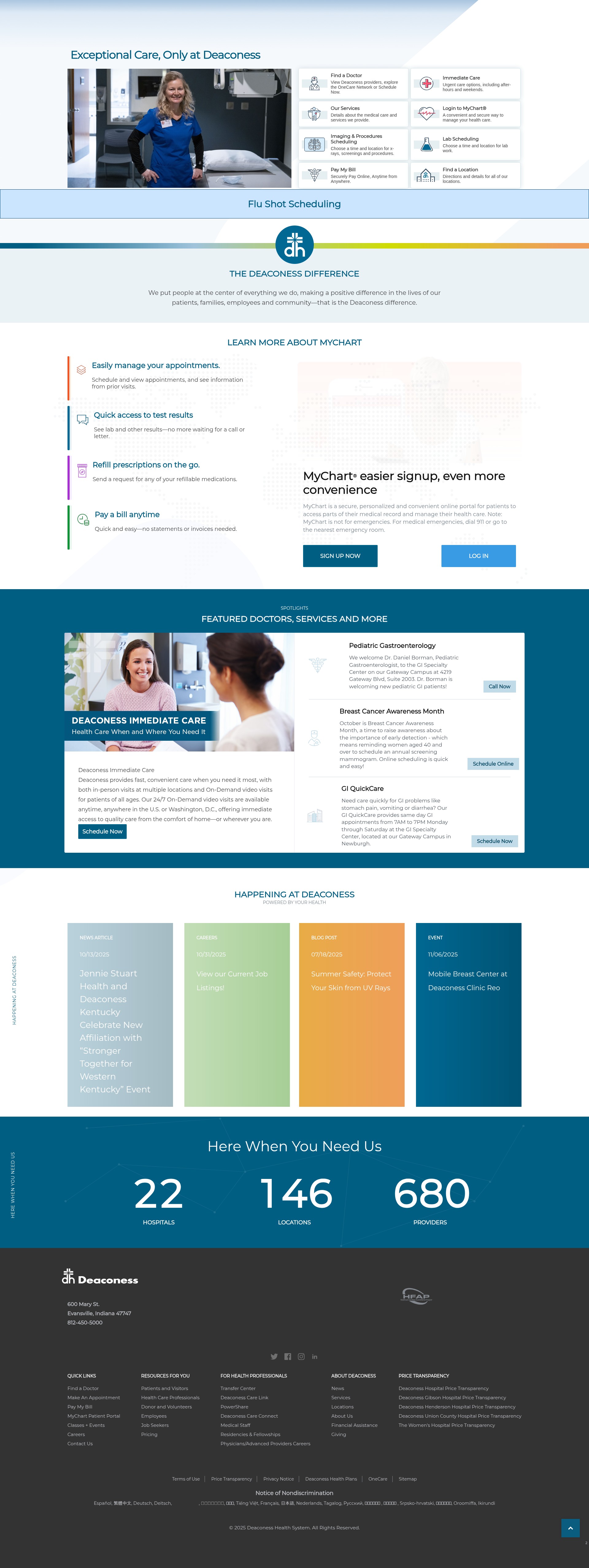 Screenshot of www.deaconess.com