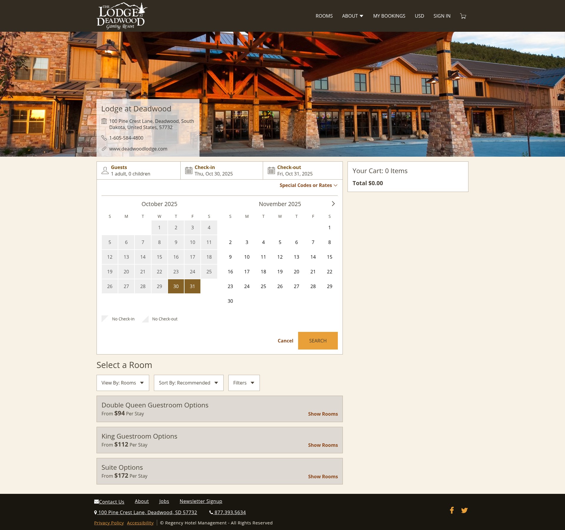 Screenshot of www.deadwoodlodge.com
