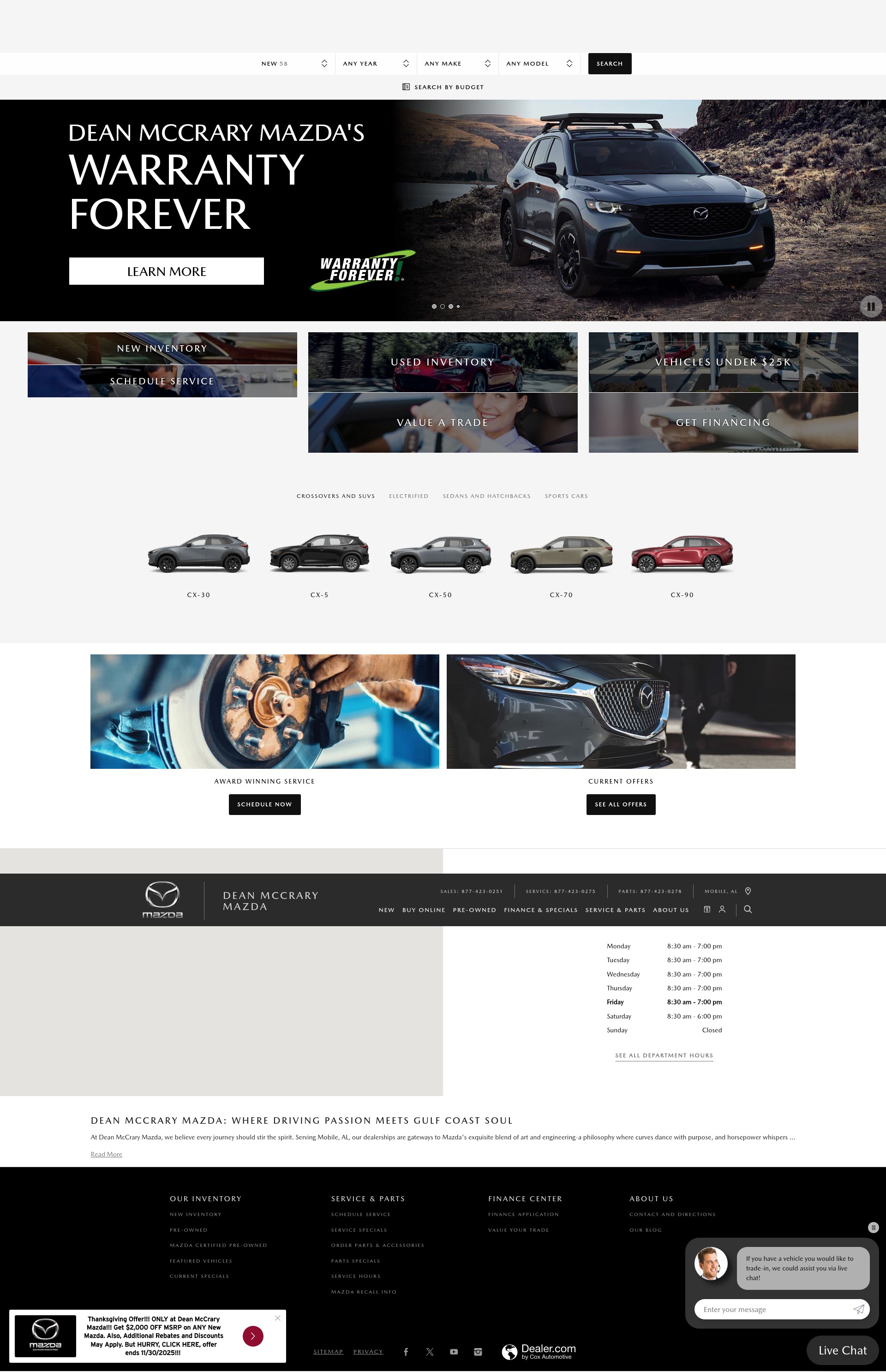 Screenshot of www.deanmccrarymazda.com
