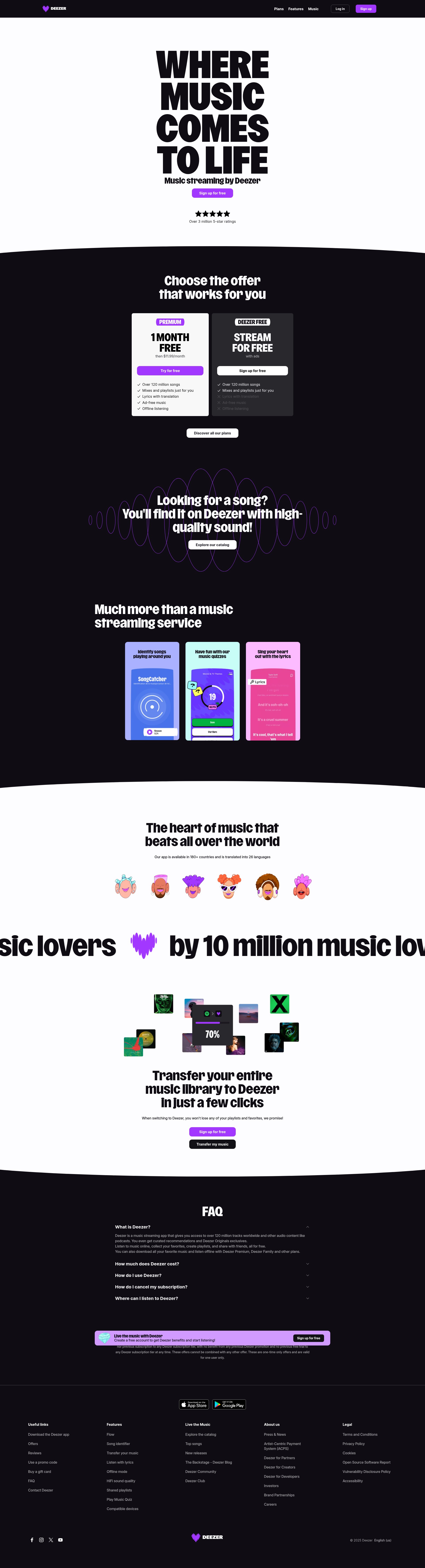 Screenshot of www.deezer.com