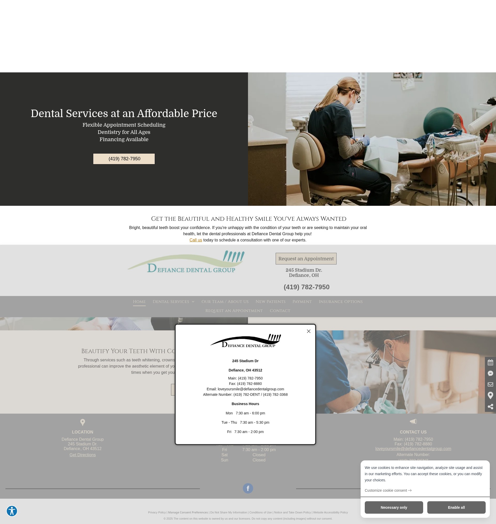 Screenshot of www.defiancedentalgroup.com