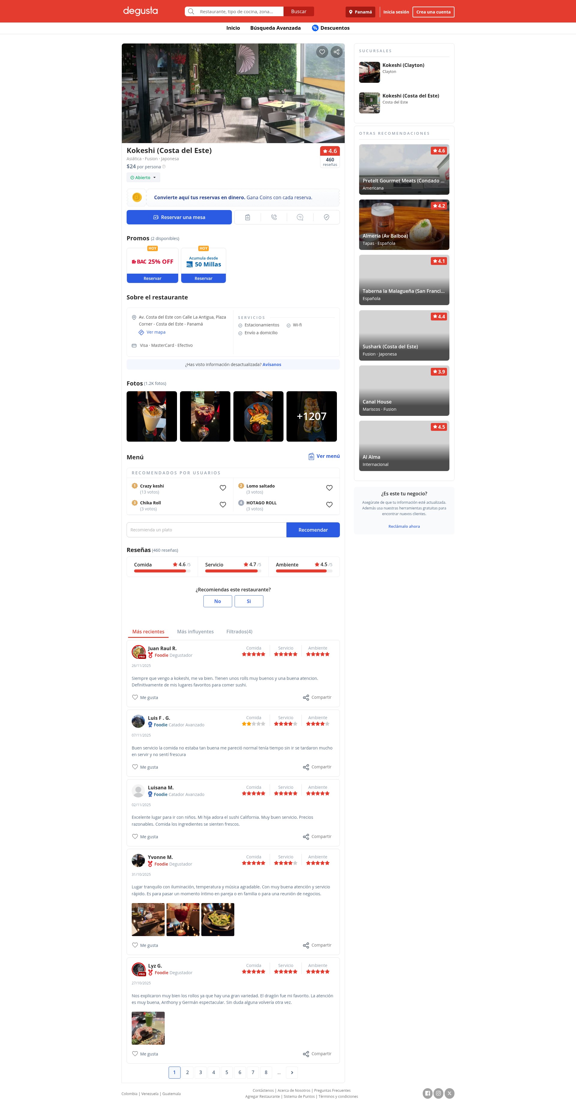 Screenshot of www.degustapanama.com