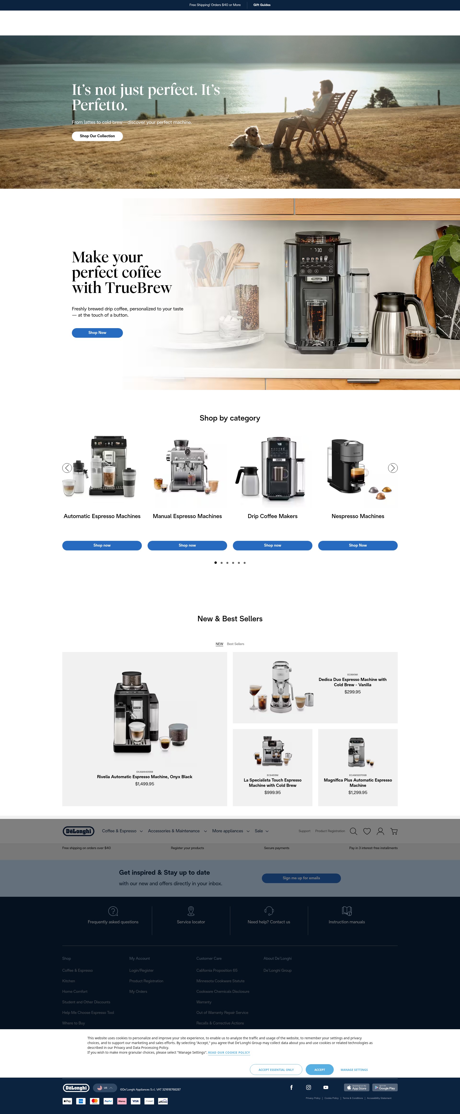 Screenshot of www.delonghi.com