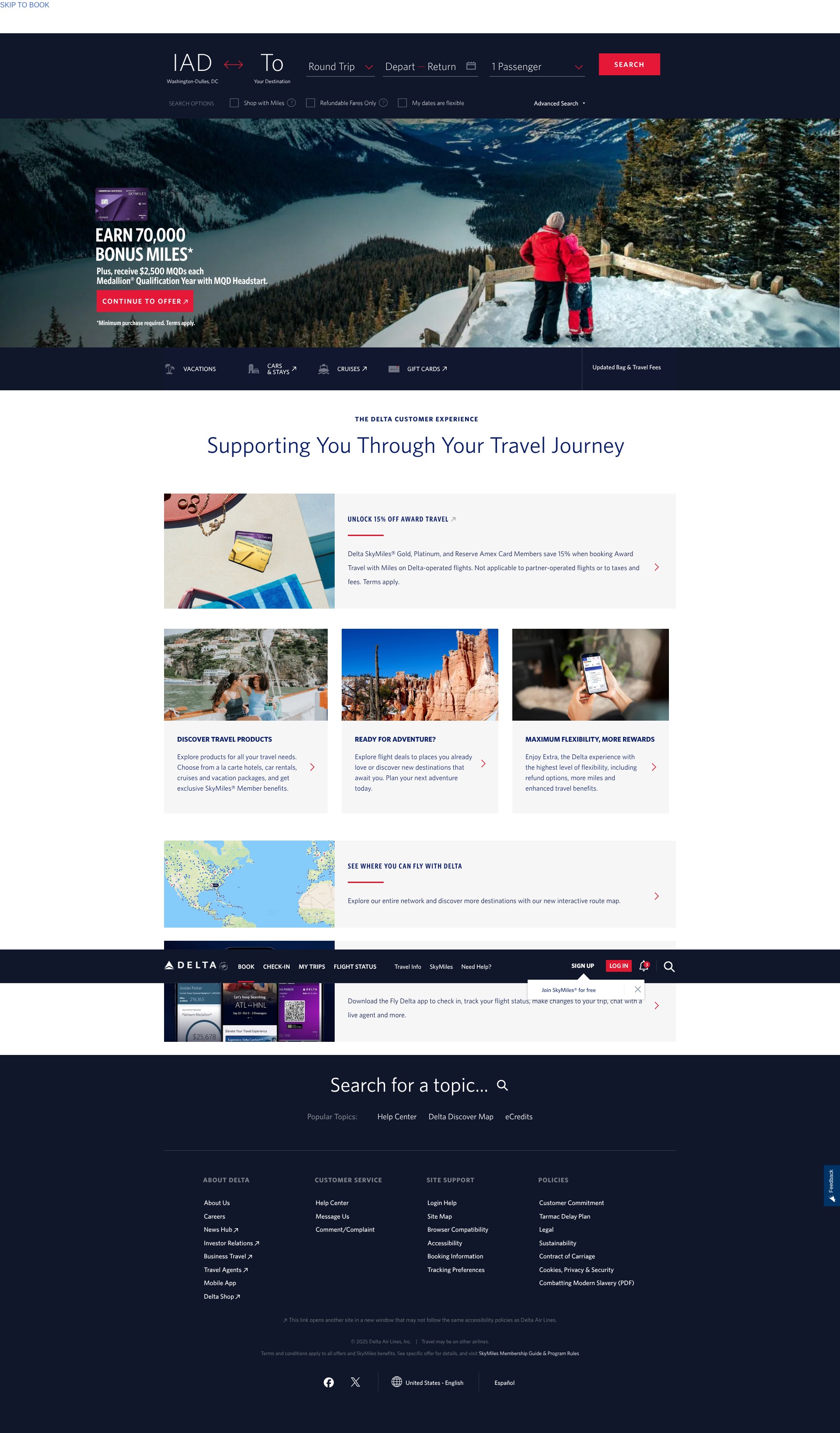 Screenshot of www.delta.com