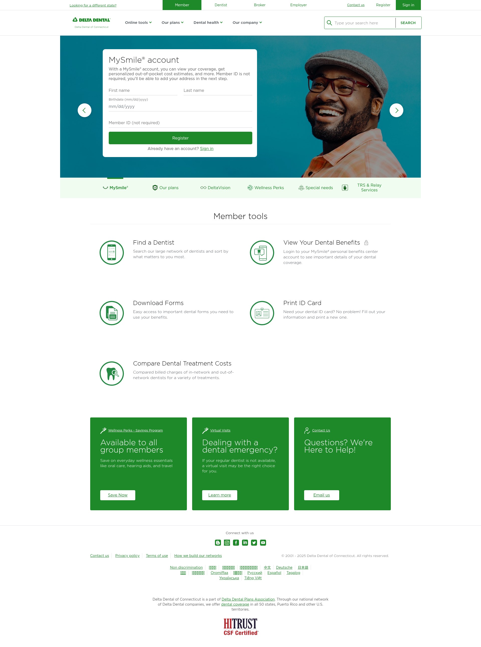 Screenshot of www.deltadentalct.com