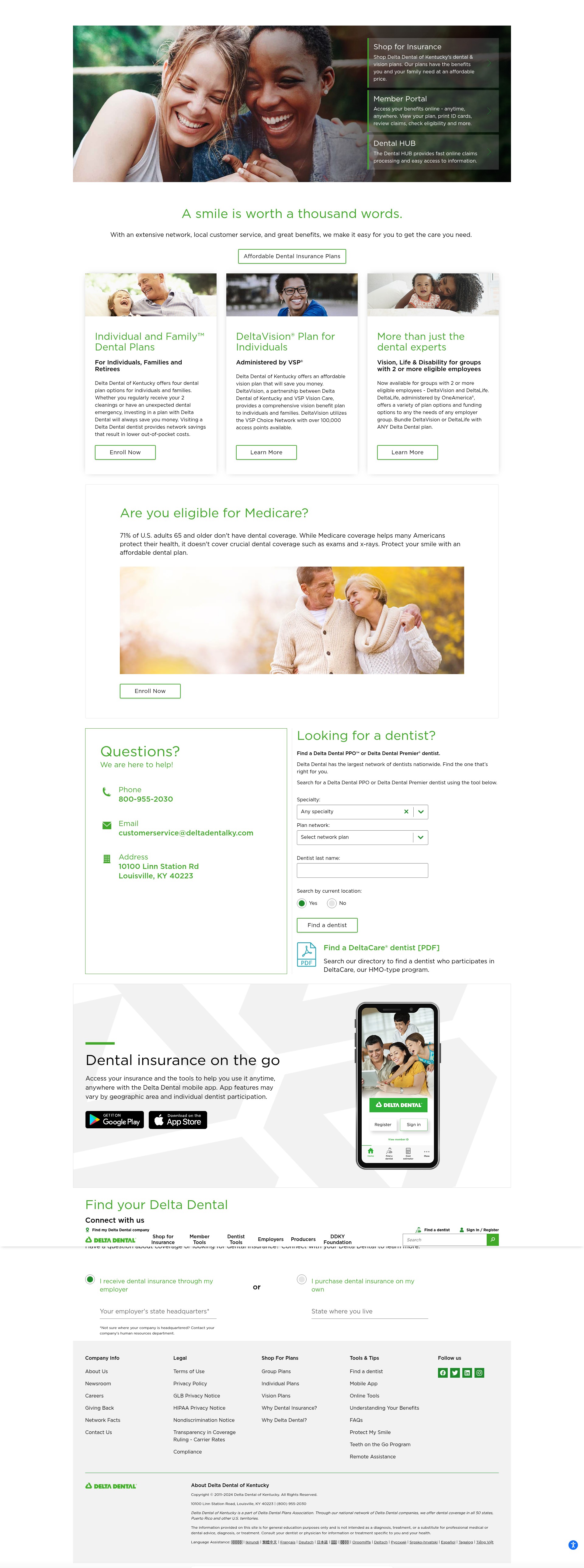 Screenshot of www.deltadentalky.com