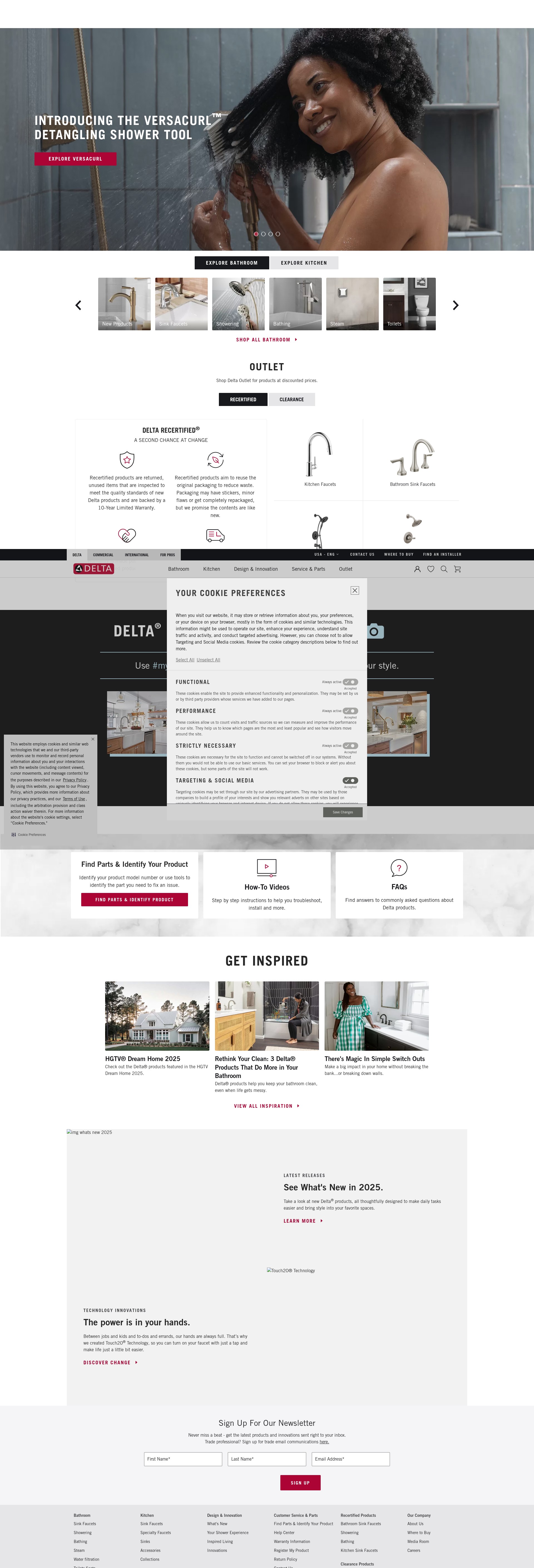 Screenshot of www.deltafaucet.com