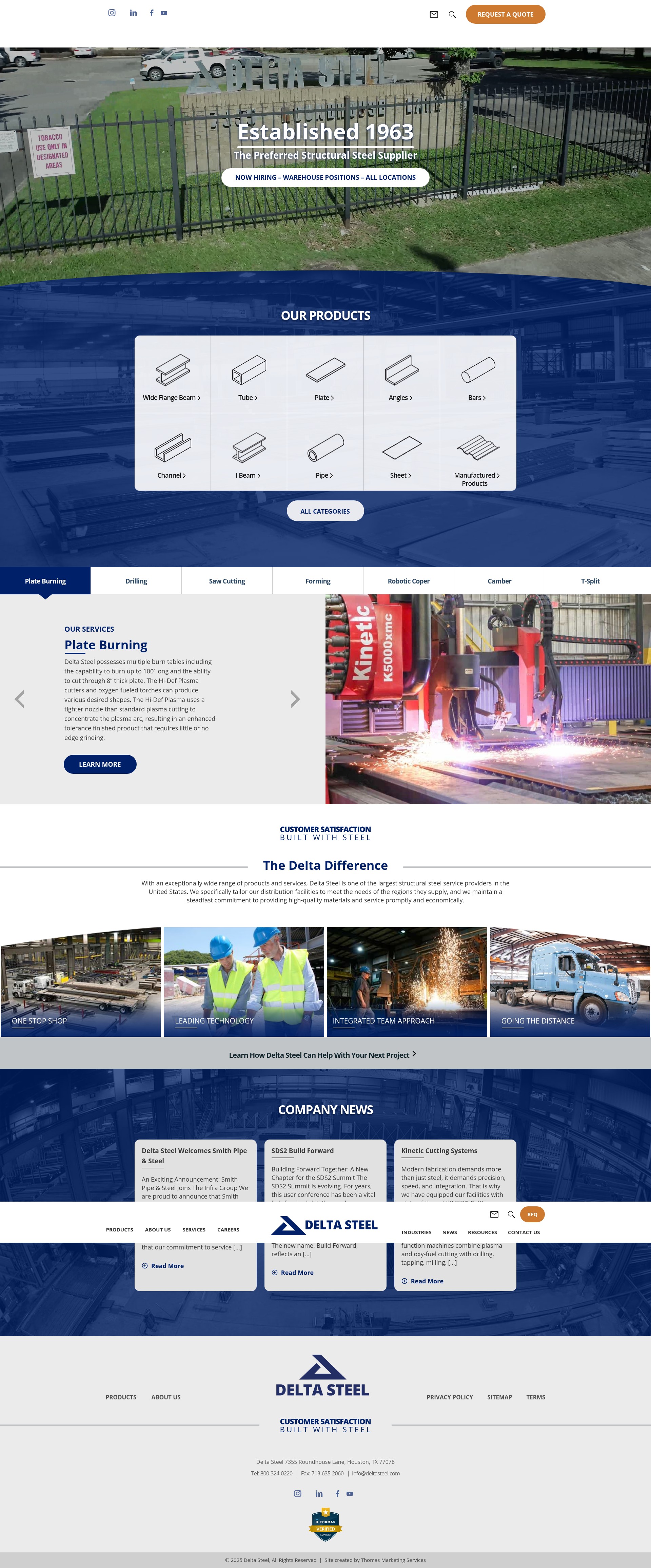 Screenshot of www.deltasteel.com