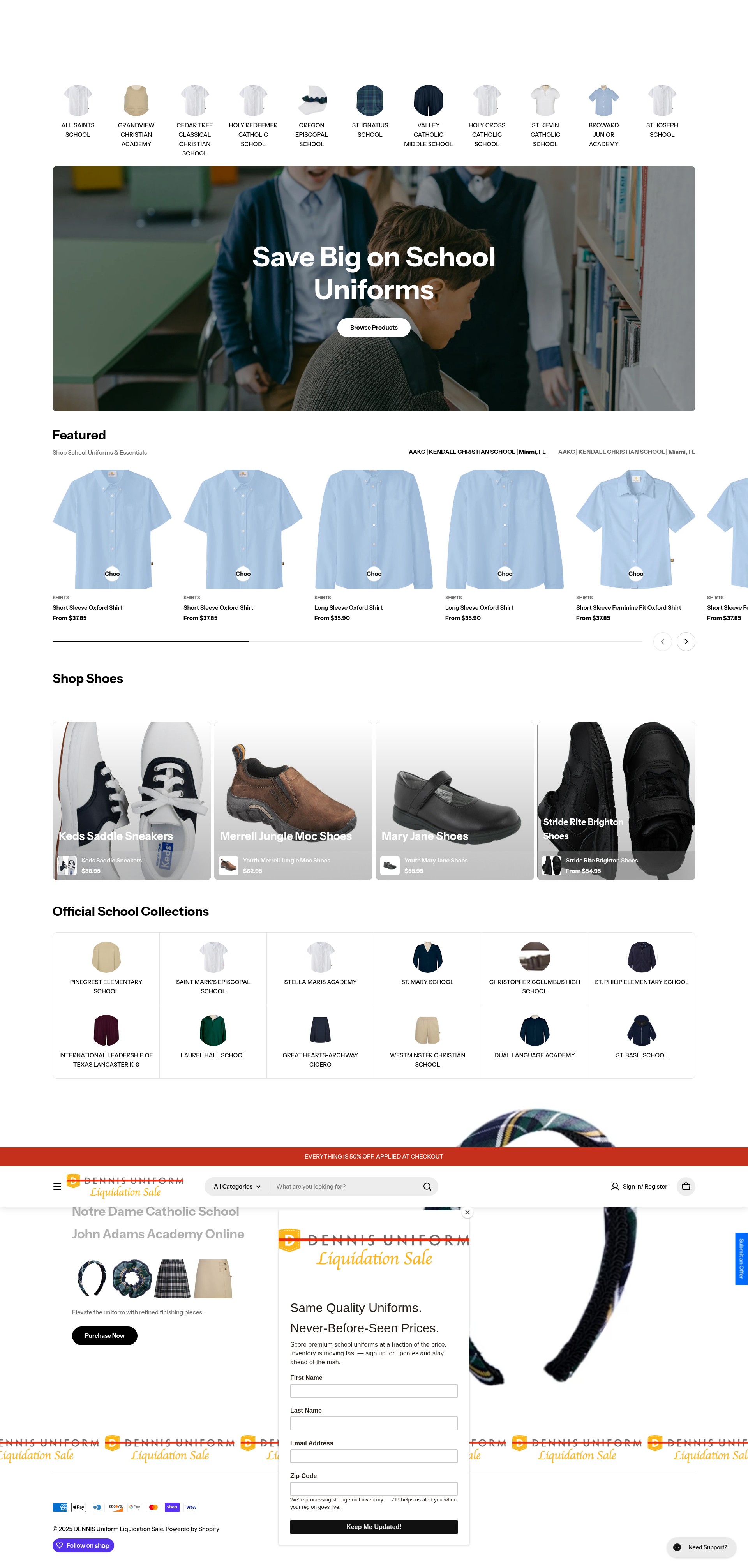 Screenshot of www.dennisuniform.com