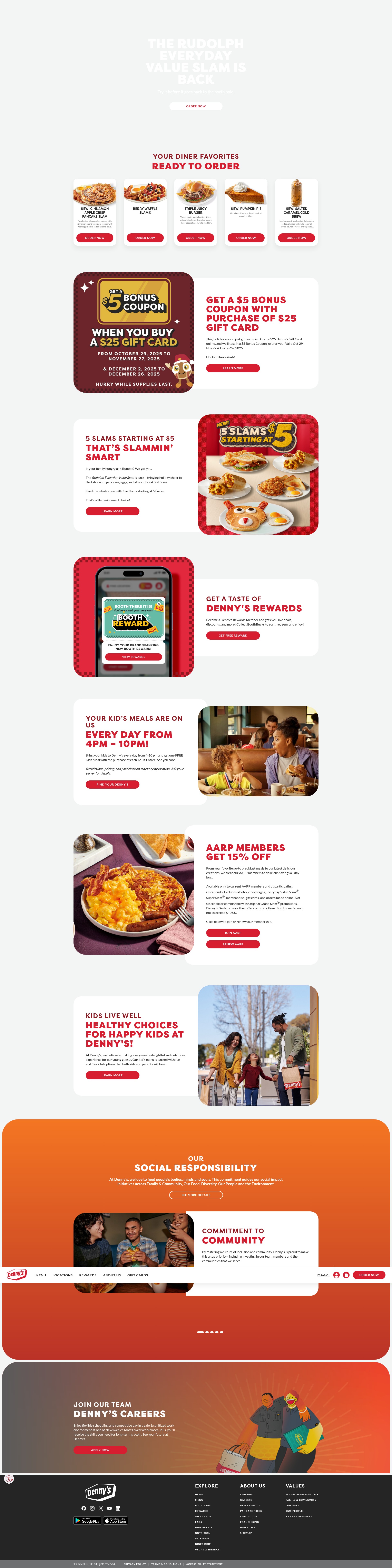 Screenshot of www.dennys.com