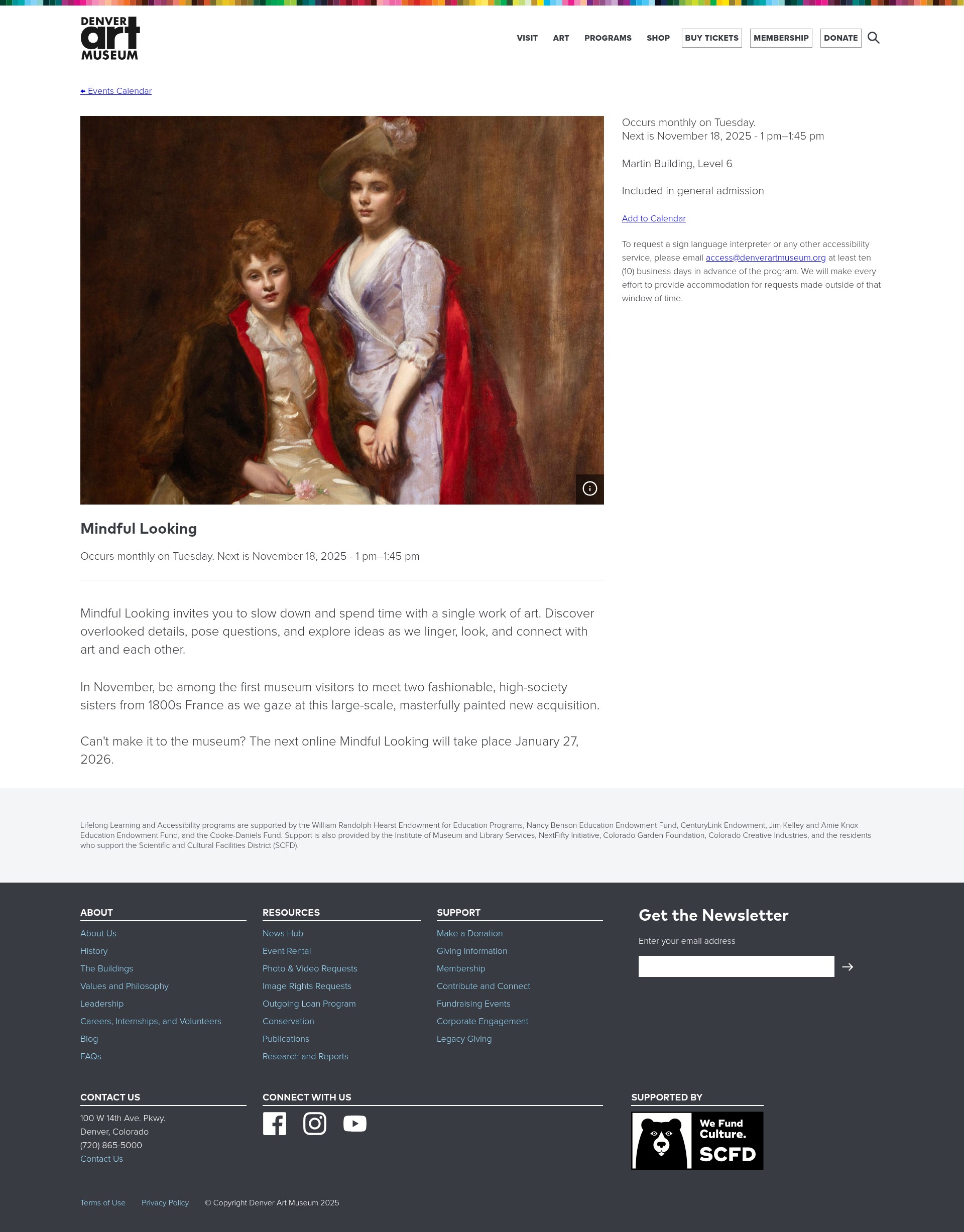 Screenshot of www.denverartmuseum.org