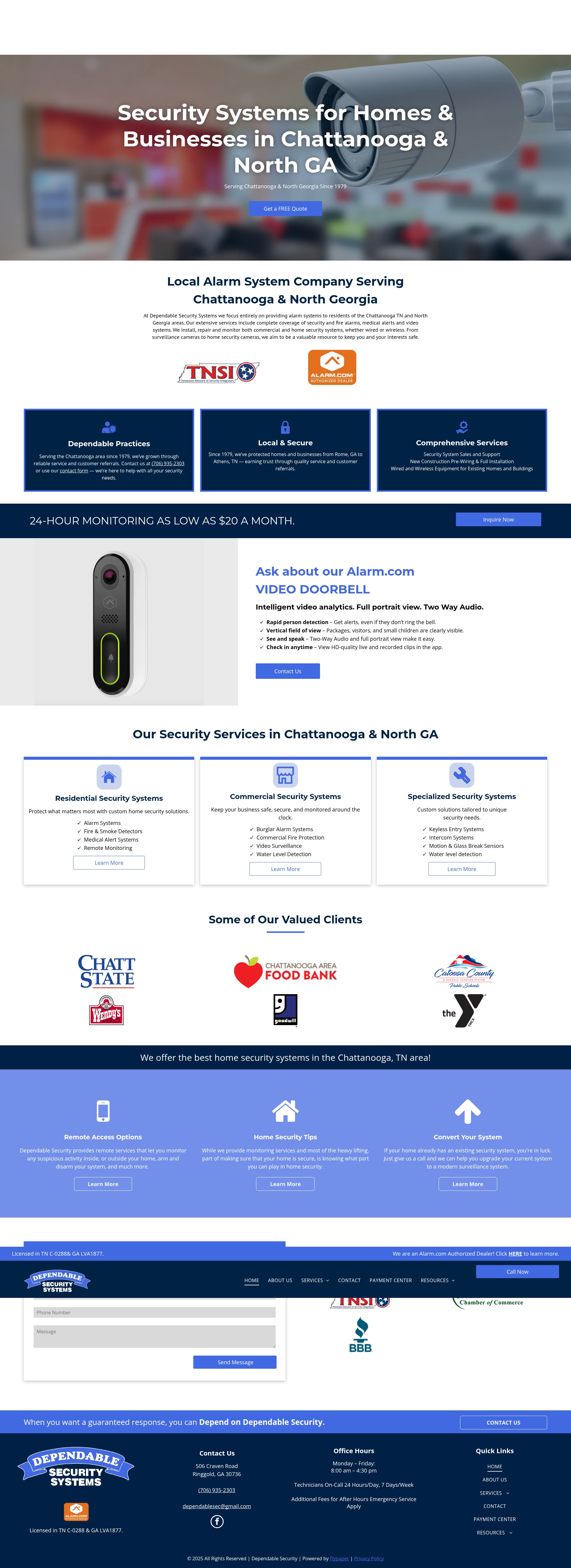 Screenshot of www.dependablesecurityga.com