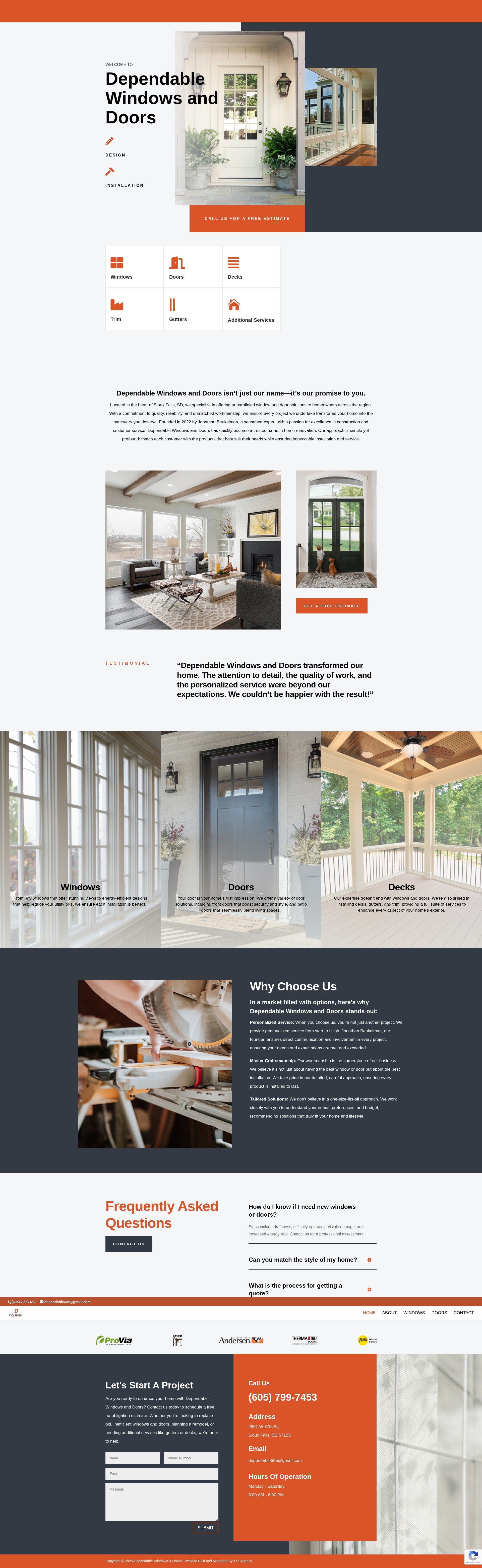 Screenshot of www.dependablewindowsanddoors.com