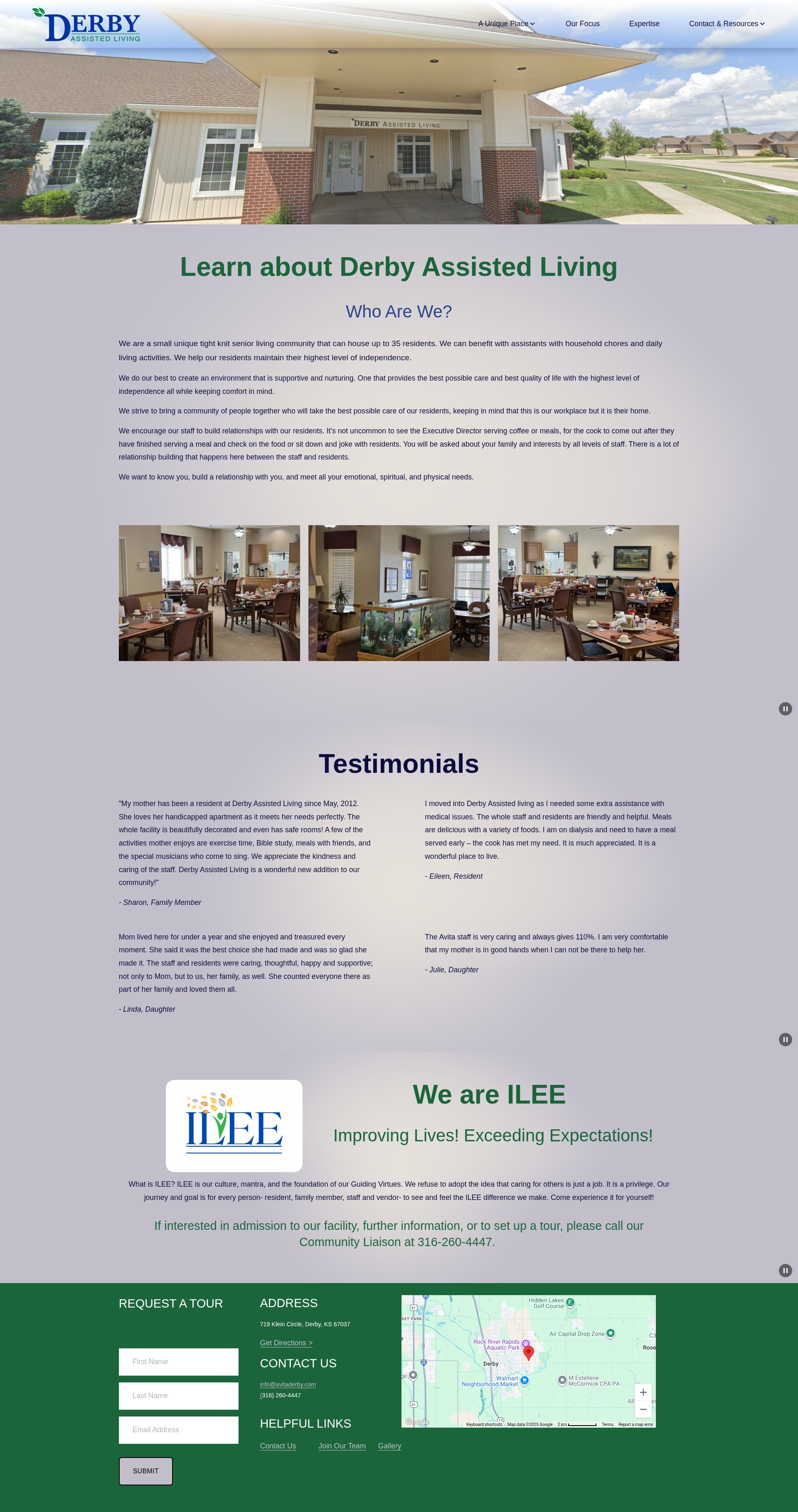 Screenshot of www.derbyassistedliving.com