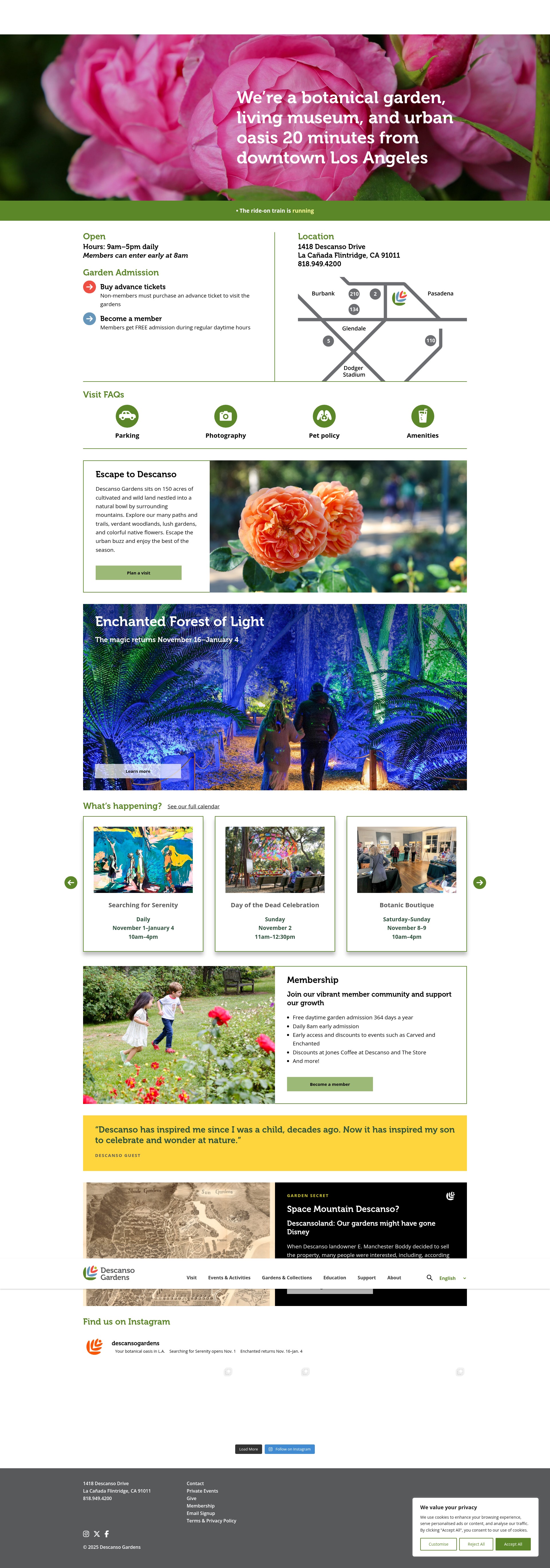 Screenshot of www.descansogardens.org